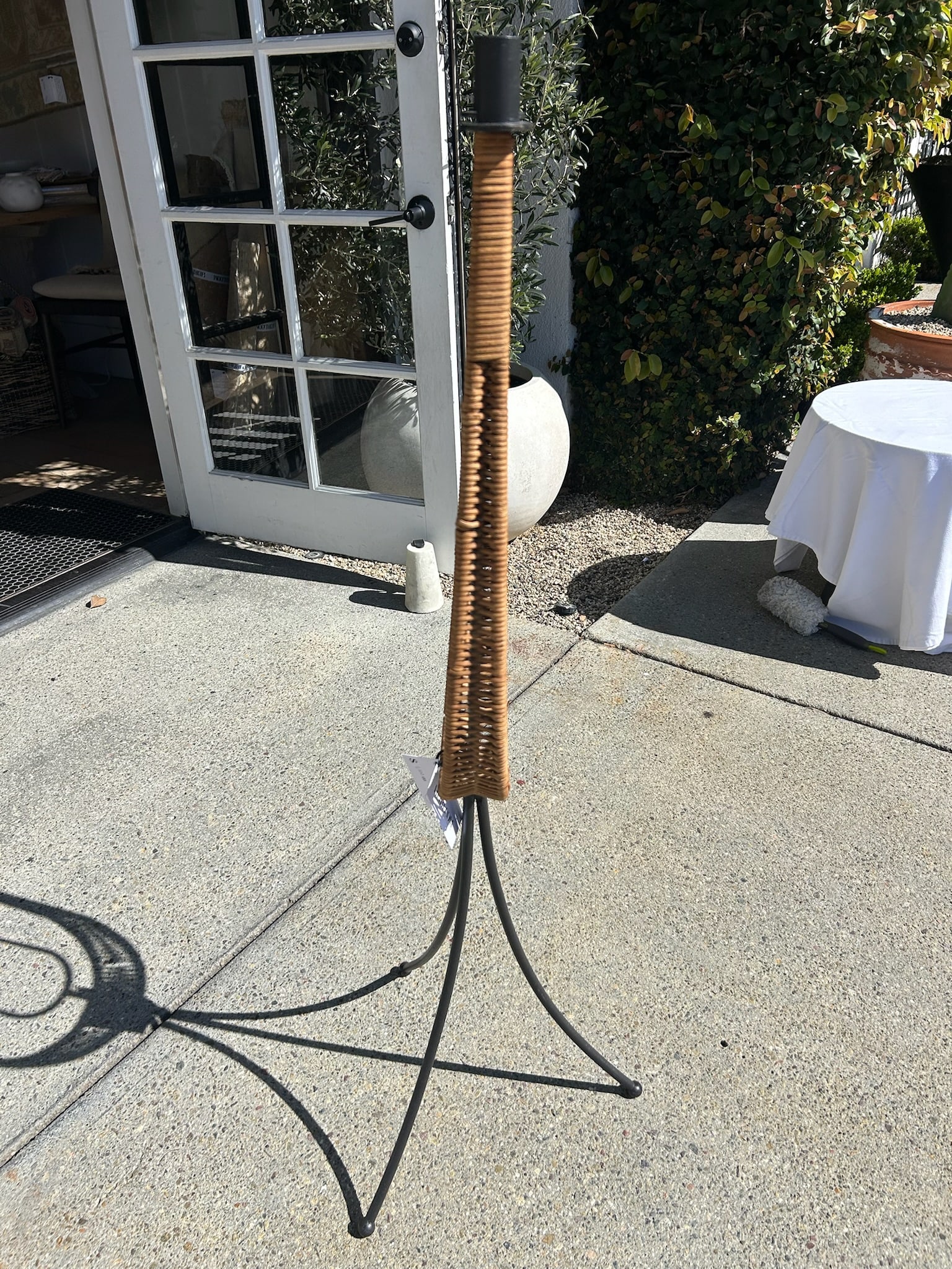 Vintage Arthur Umanoff Wrought Iron & Rattan Floor Candelabra - 8