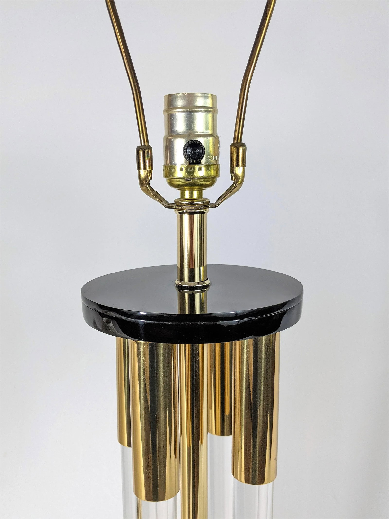 Clearlite by Bauer Lucite and Brass 4 Column Table Lamp Vintage - 10