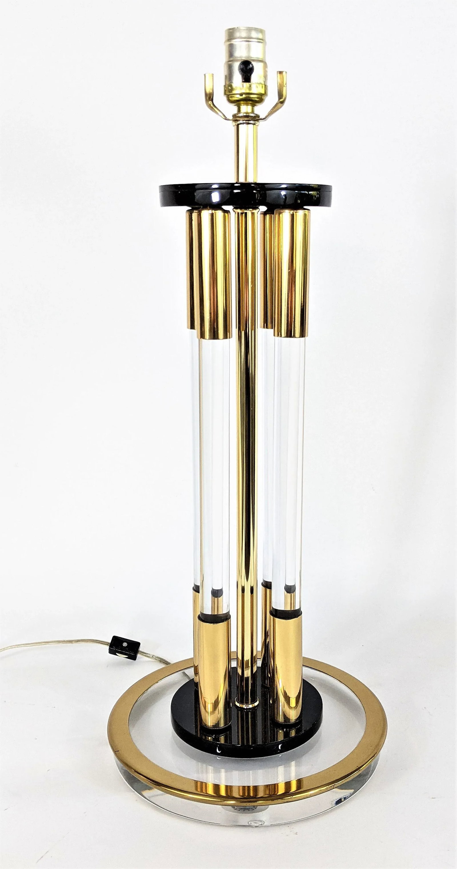 Clearlite by Bauer Lucite and Brass 4 Column Table Lamp Vintage - 13