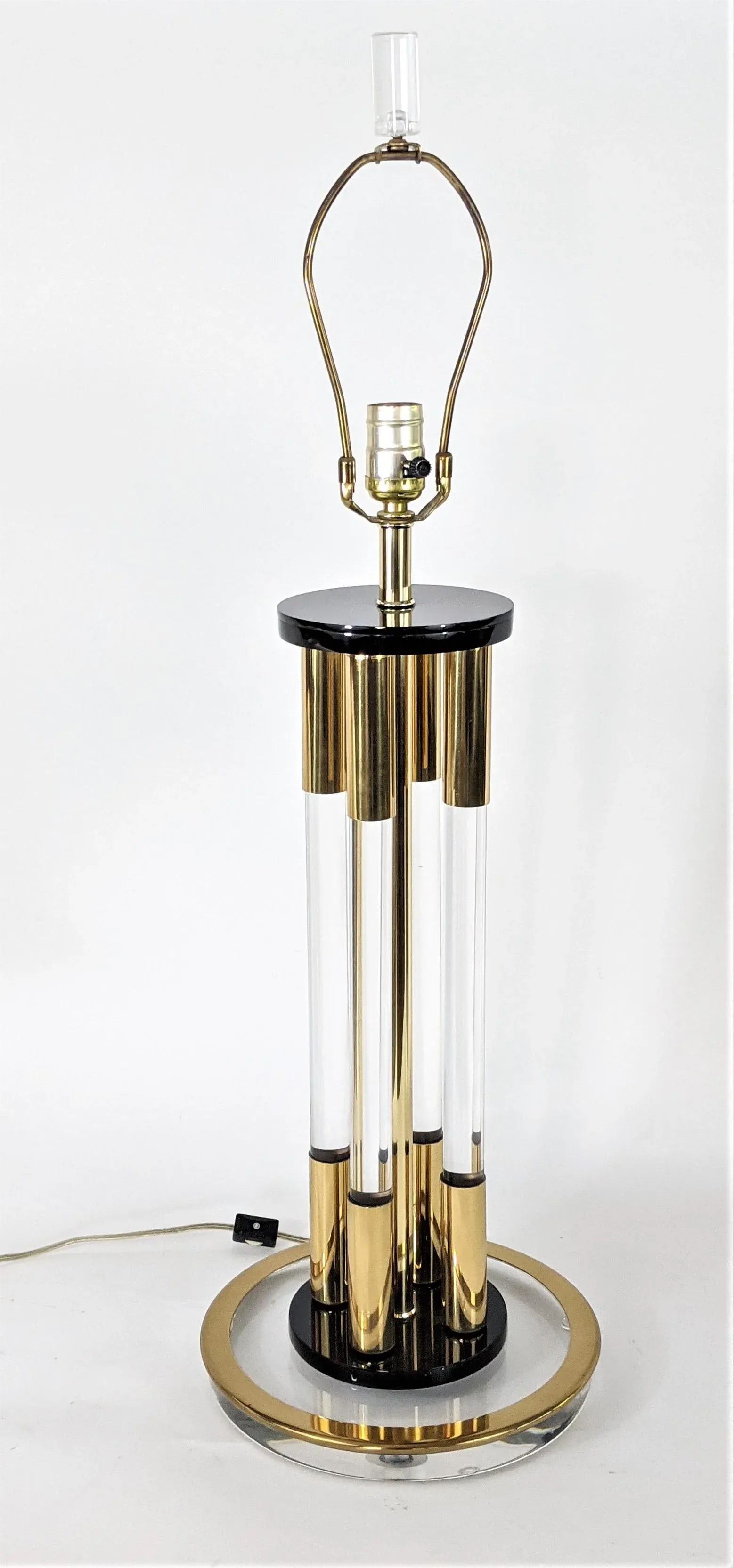 Clearlite by Bauer Lucite and Brass 4 Column Table Lamp Vintage - 2