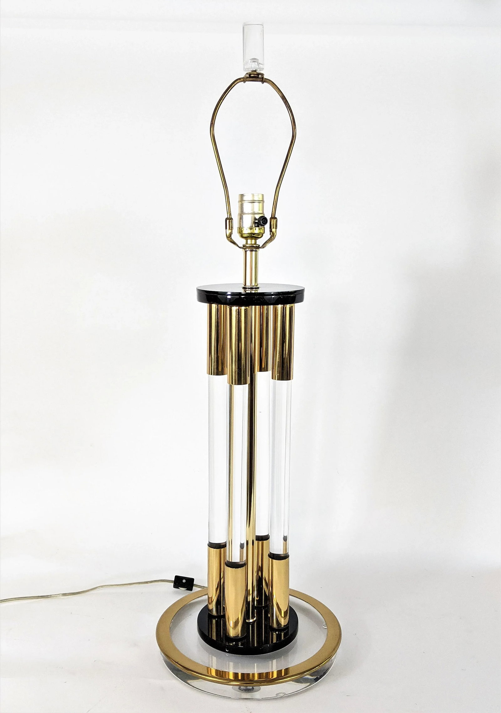 Clearlite by Bauer Lucite and Brass 4 Column Table Lamp Vintage - 4
