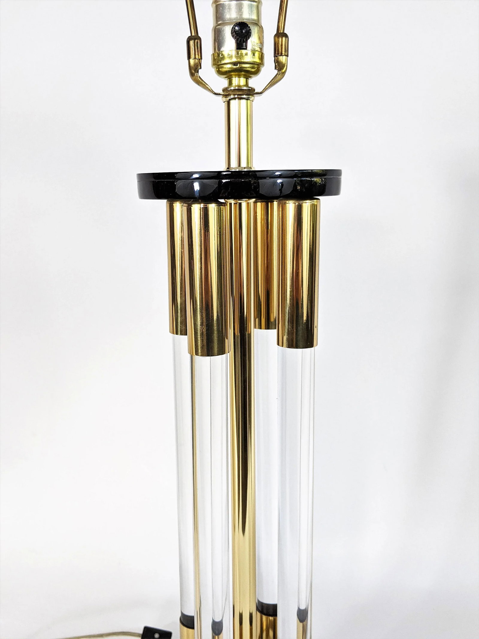 Clearlite by Bauer Lucite and Brass 4 Column Table Lamp Vintage - 6