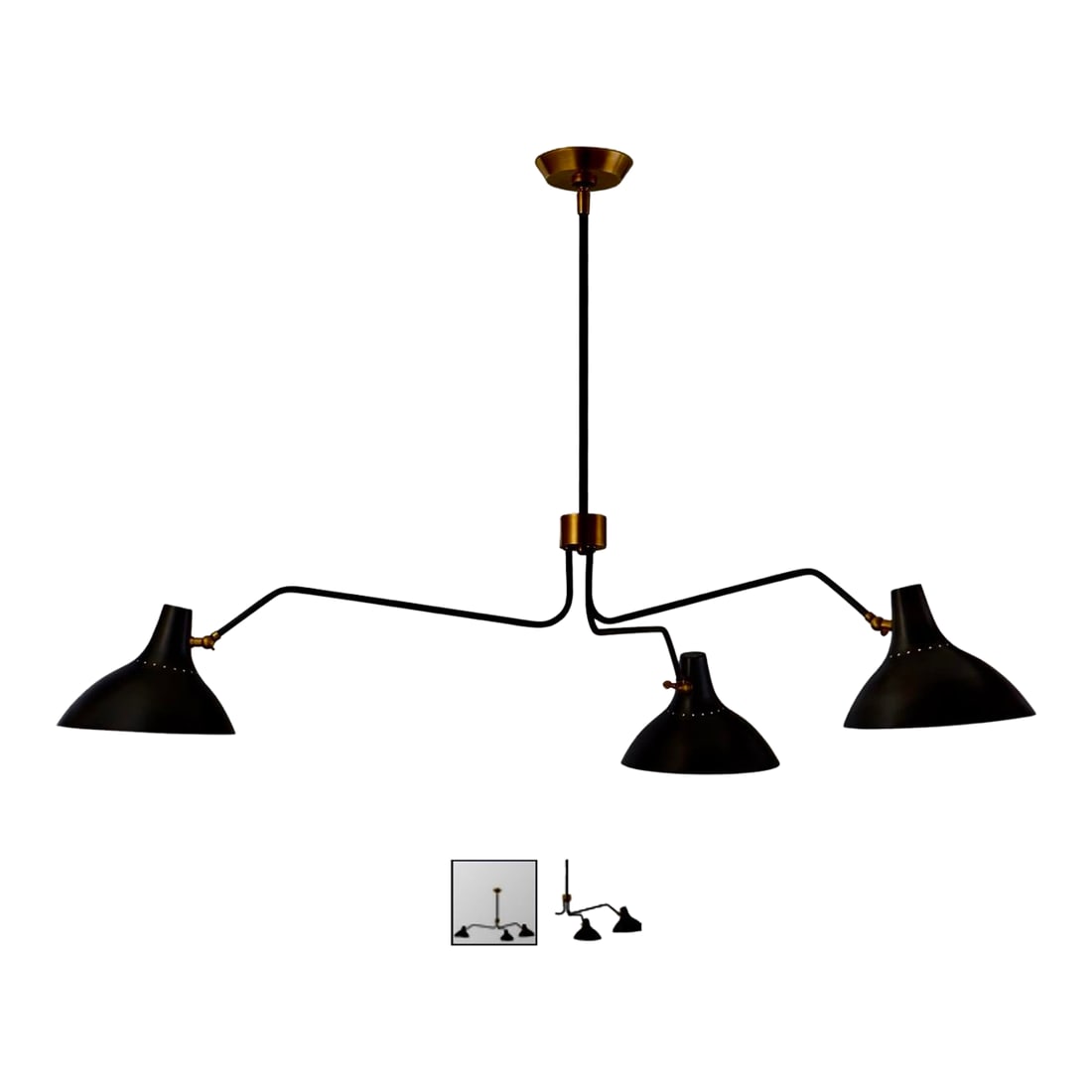 Aerin Charlton Large Triple Arm Chandeleir: Perfect condition. 3 light large chandelier has a stylish, contemporary feel. With three sleek, movable shades on long, angled arms, it easily illuminates every area of a spacious room. Great for