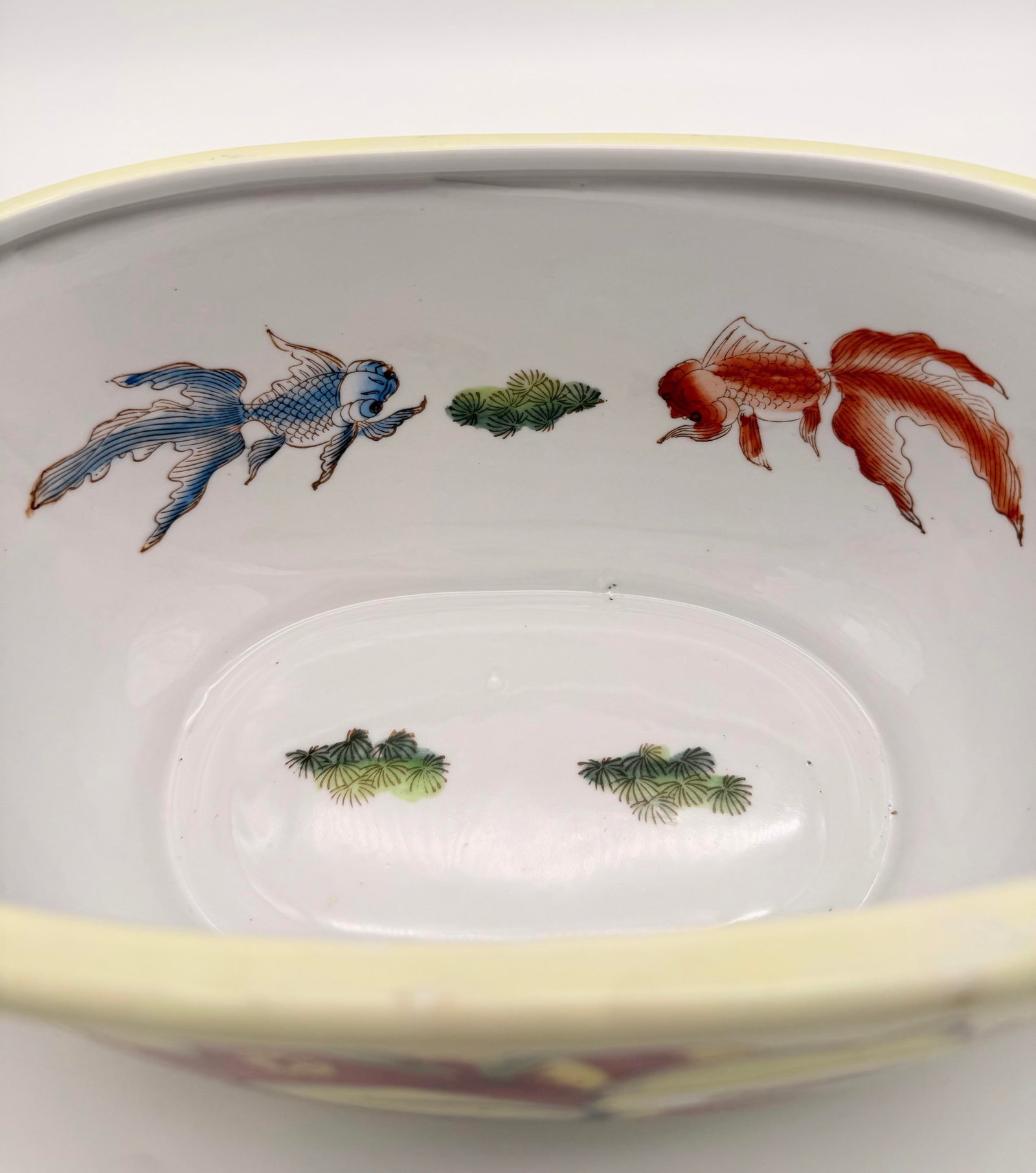 Vintage Chinese Chinoiserie Porcelain Foot Bath Planter With Pomegranate Handles - Hua Rong Tang Mar - 5