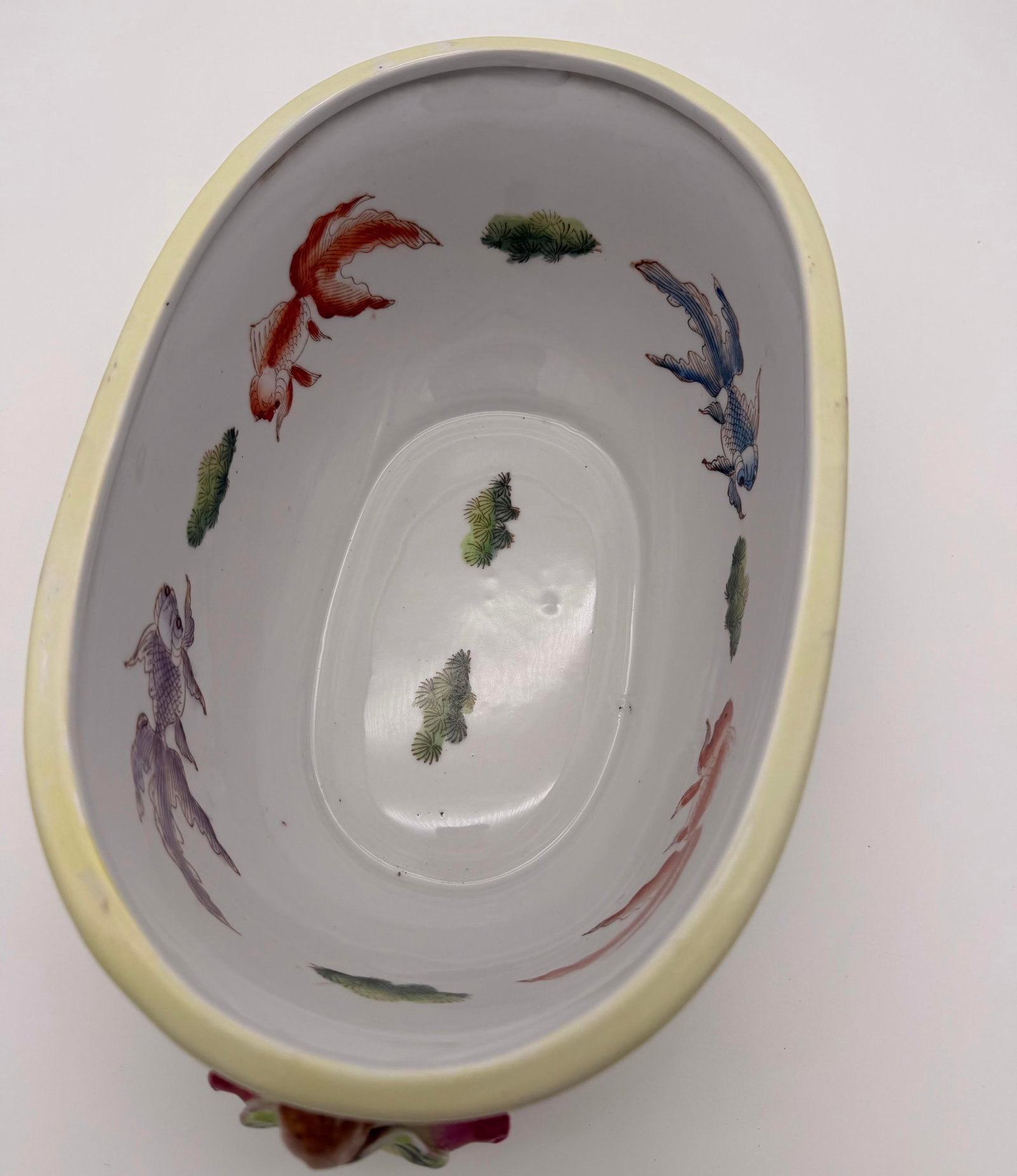 Vintage Chinese Chinoiserie Porcelain Foot Bath Planter With Pomegranate Handles - Hua Rong Tang Mar - 6