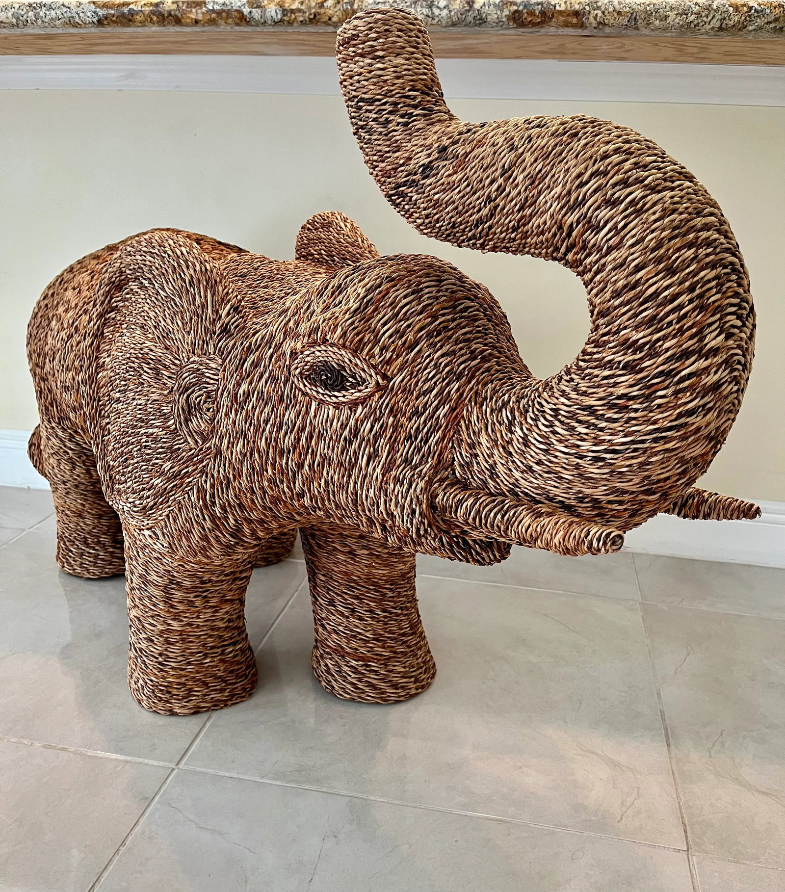 Vintage Wicker Rattan Style Elephant - 2