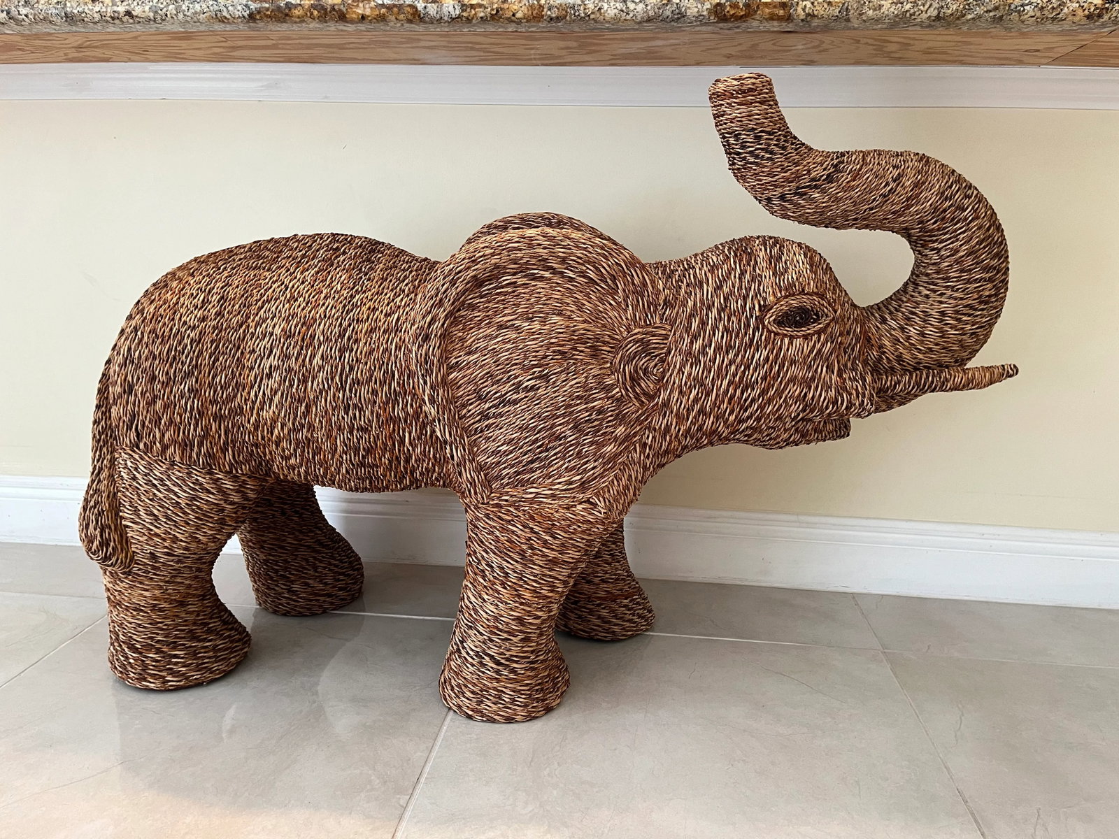 Vintage Wicker Rattan Style Elephant - 3