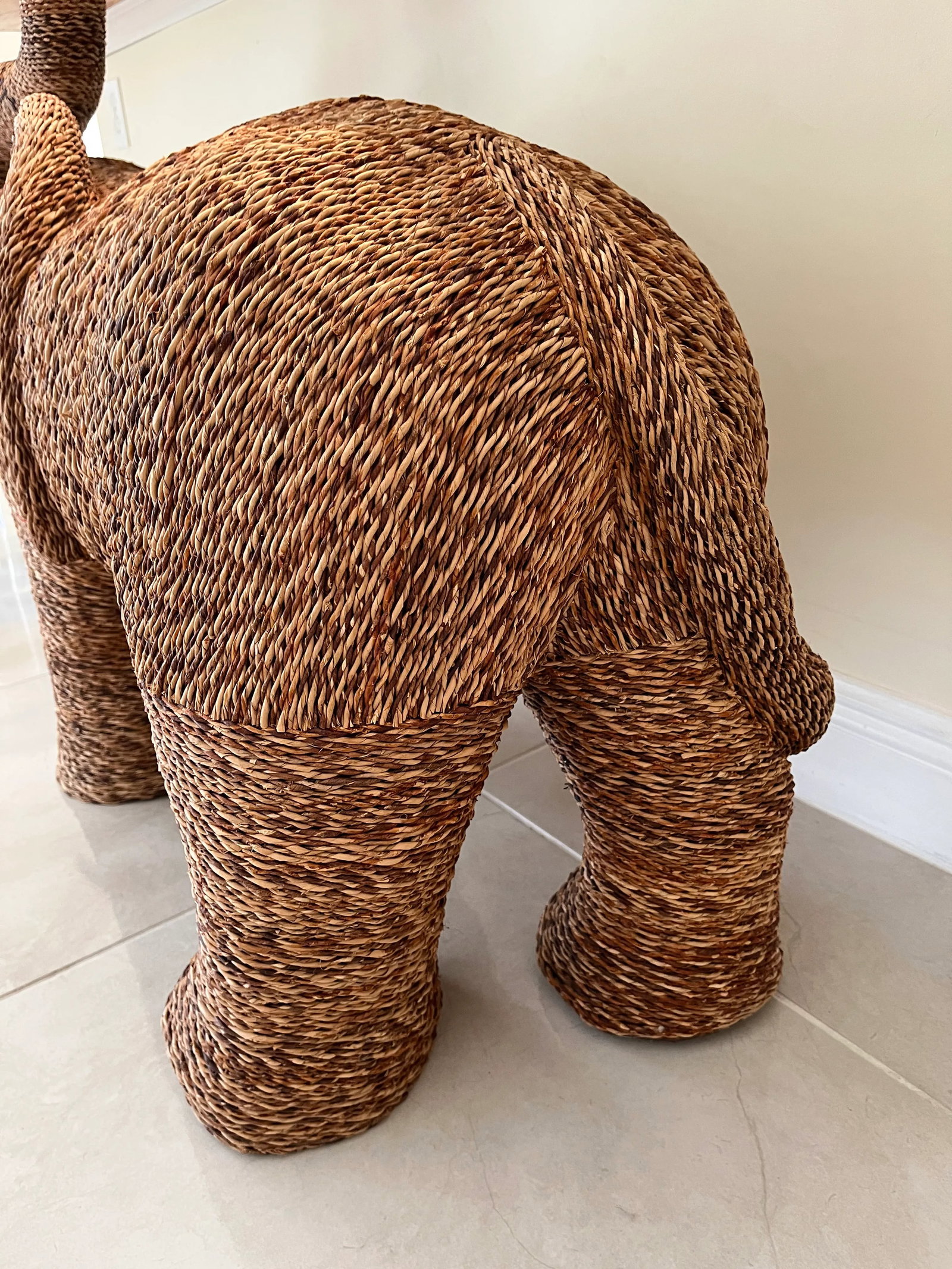 Vintage Wicker Rattan Style Elephant - 4