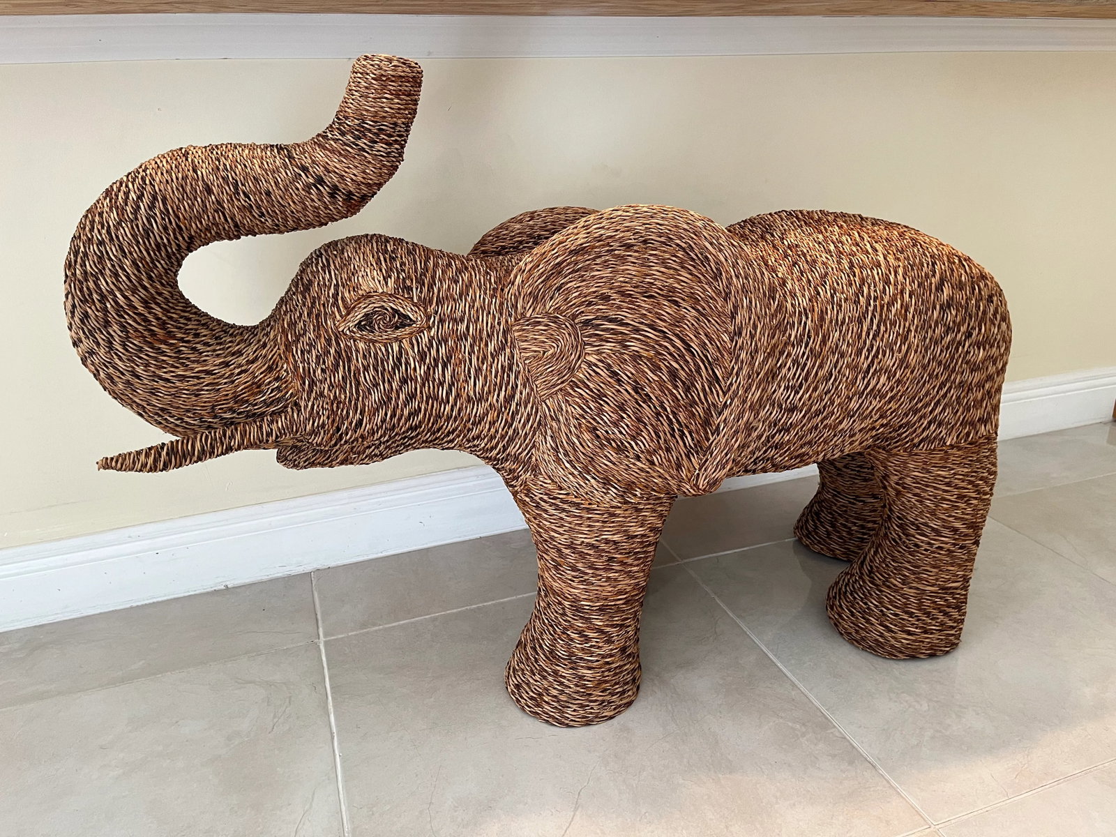 Vintage Wicker Rattan Style Elephant - 5
