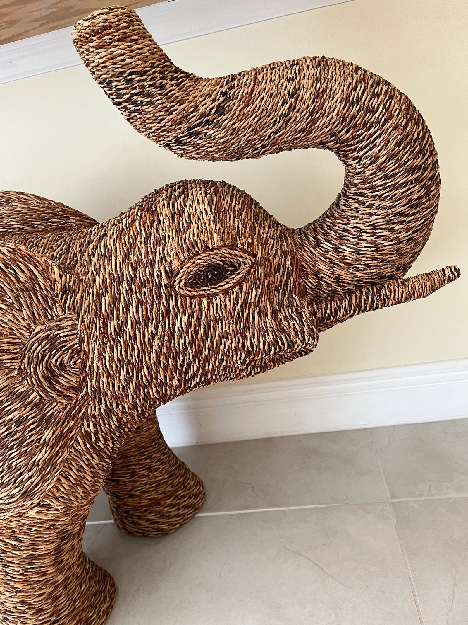 Vintage Wicker Rattan Style Elephant - 7