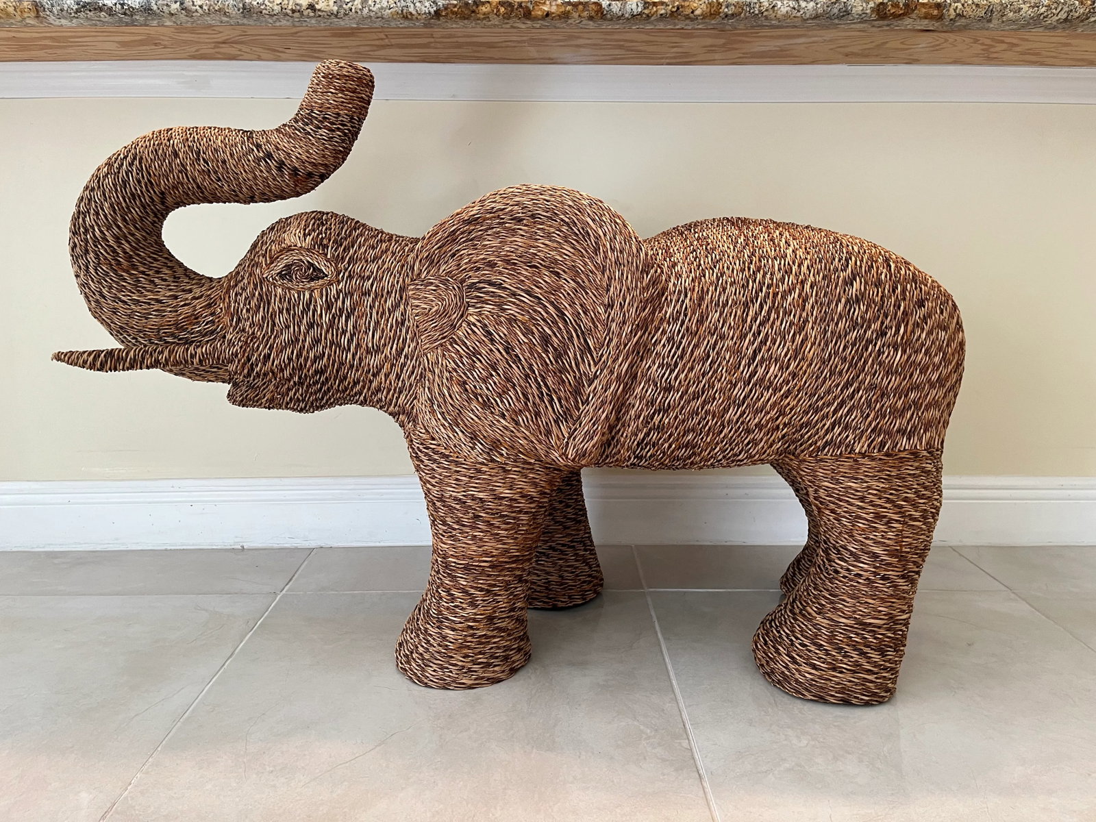 Vintage Wicker Rattan Style Elephant - 8
