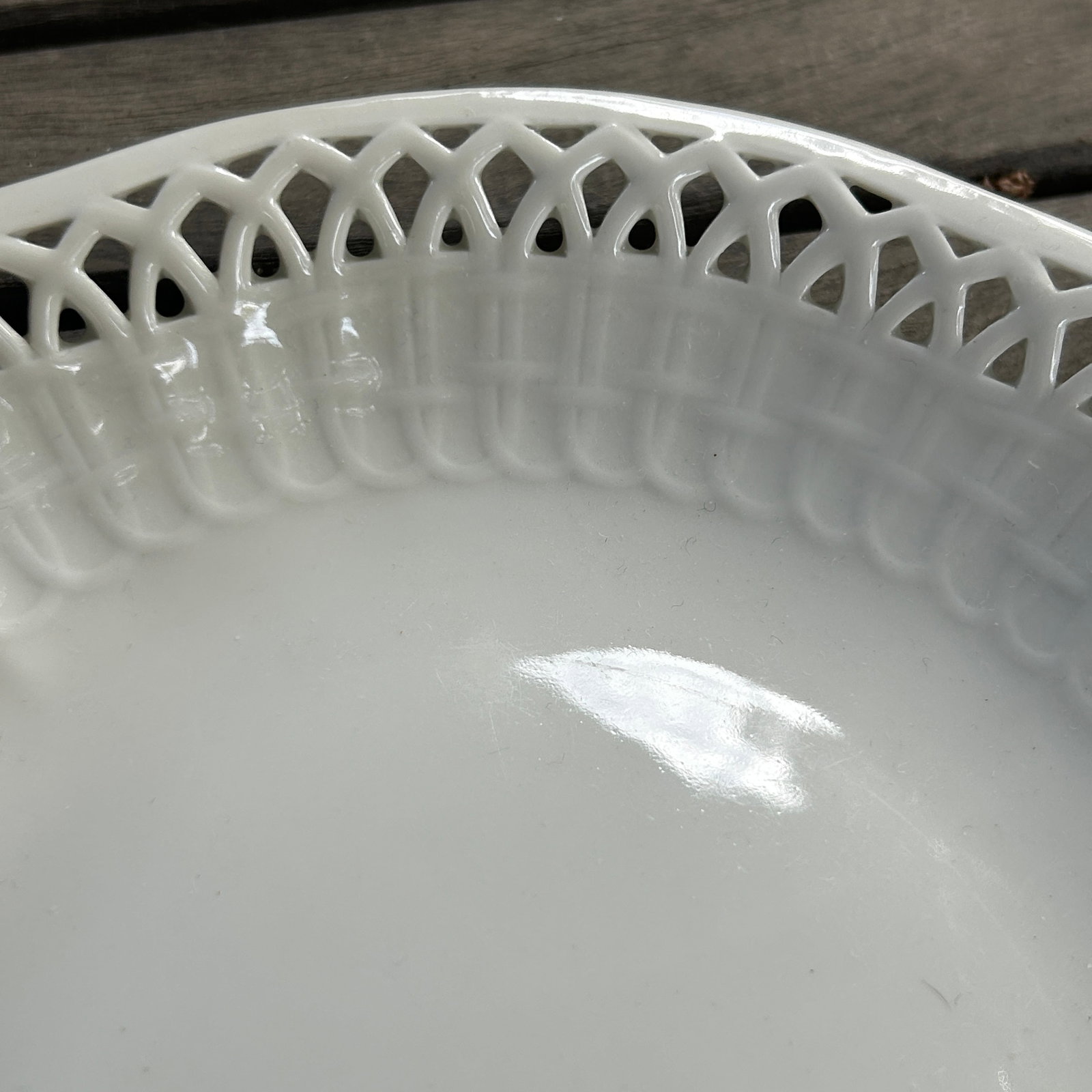 Antique KPM Reticulated Pierced Porcelain Basketweave Pastry Bowls - Set of 6 - 6