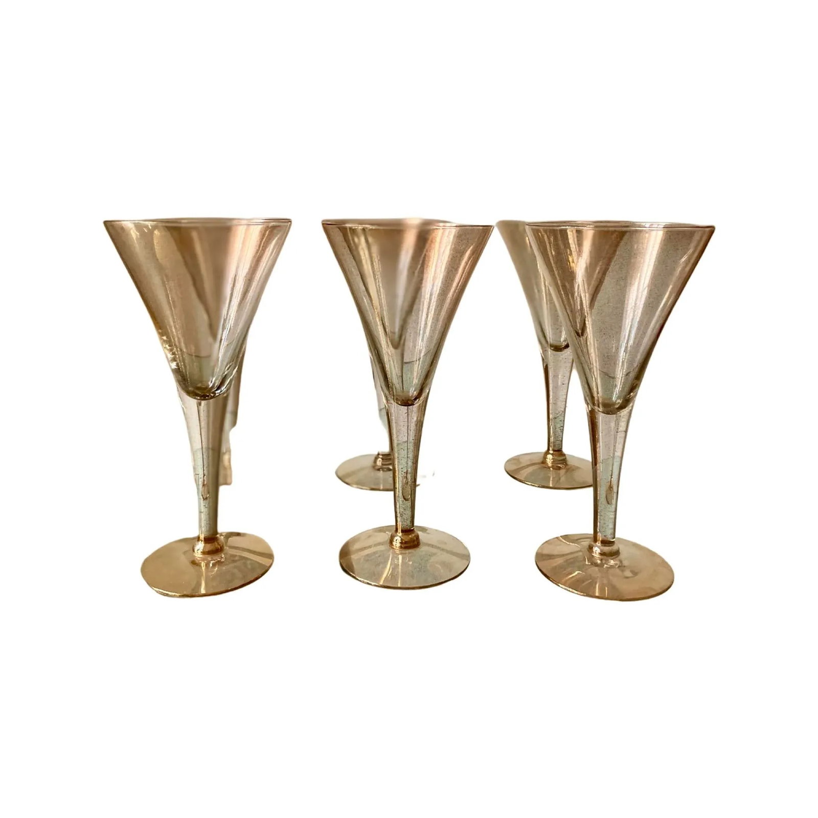 Vintage Dorothy Thorpe Gold Fleck Cocktail/Champagne Glasses- Set of 6 - 13
