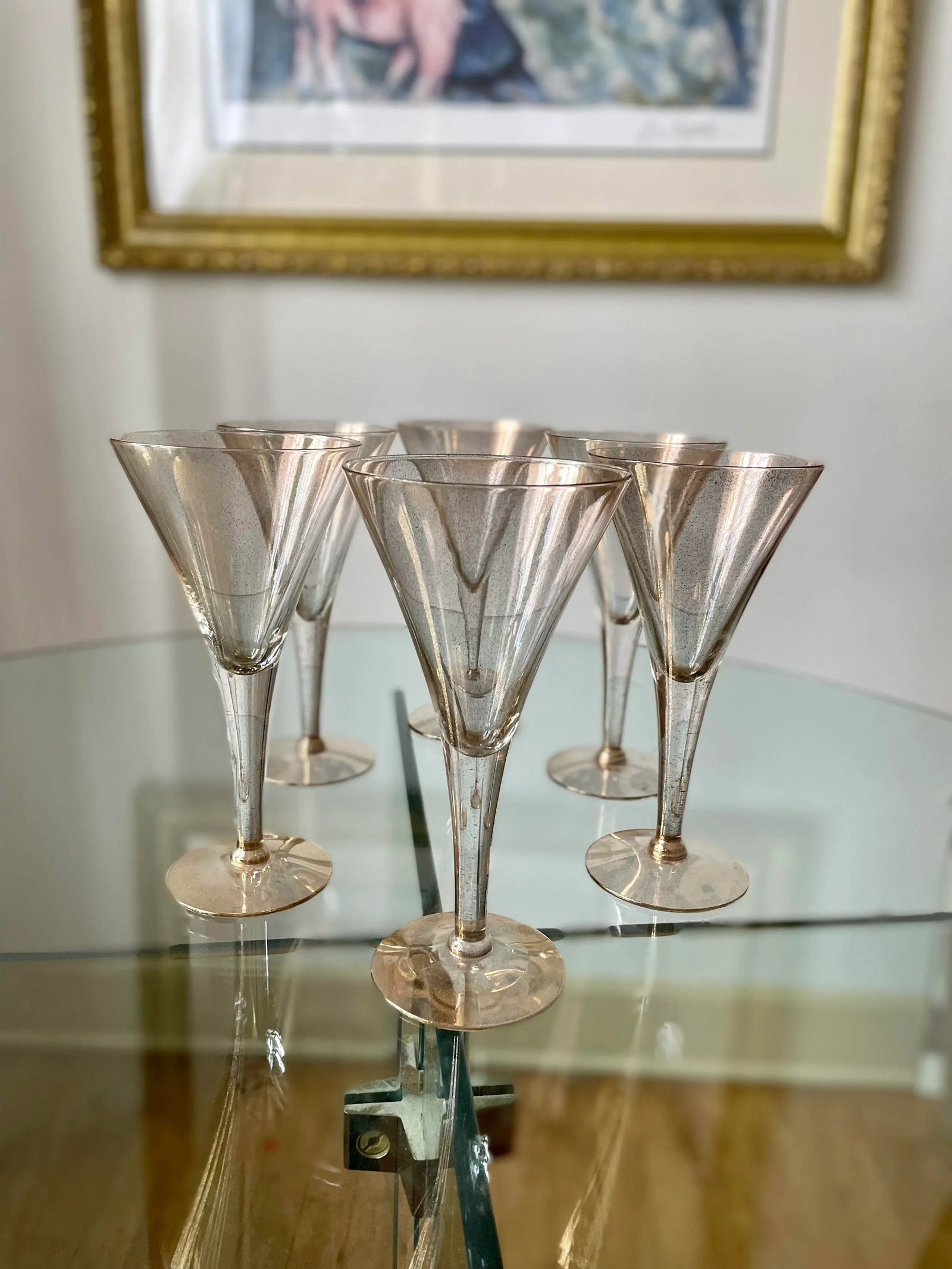 Vintage Dorothy Thorpe Gold Fleck Cocktail/Champagne Glasses- Set of 6 - 2