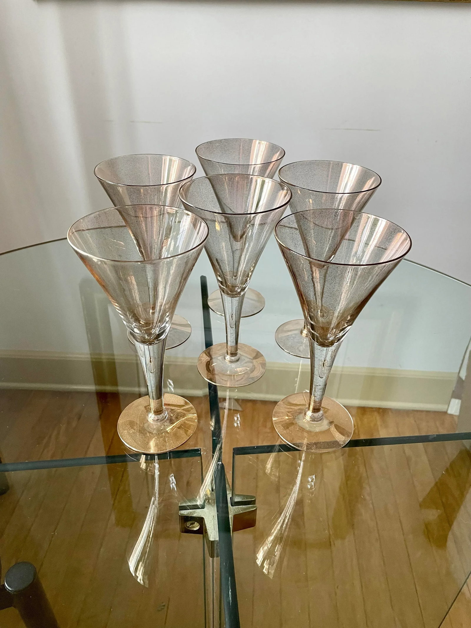 Vintage Dorothy Thorpe Gold Fleck Cocktail/Champagne Glasses- Set of 6 - 3