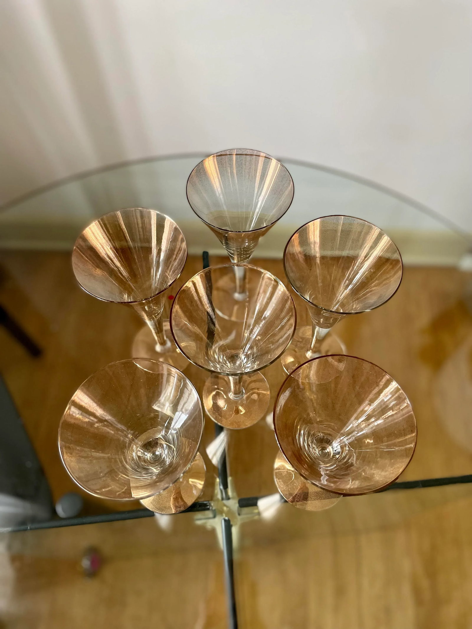 Vintage Dorothy Thorpe Gold Fleck Cocktail/Champagne Glasses- Set of 6 - 4