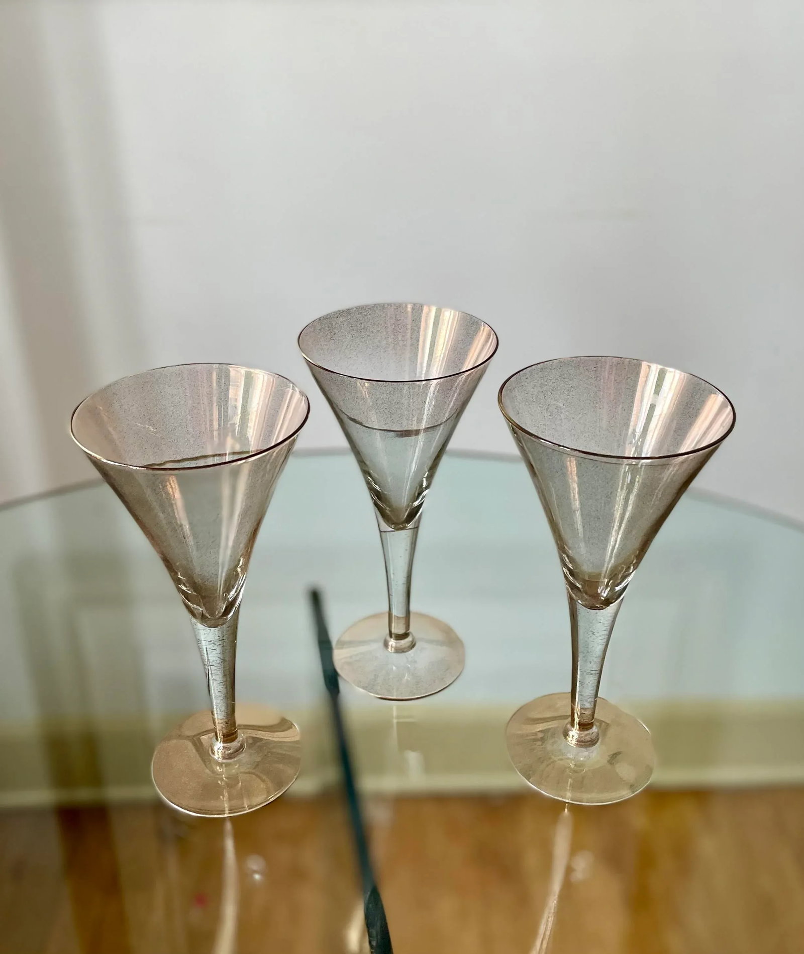 Vintage Dorothy Thorpe Gold Fleck Cocktail/Champagne Glasses- Set of 6 - 9