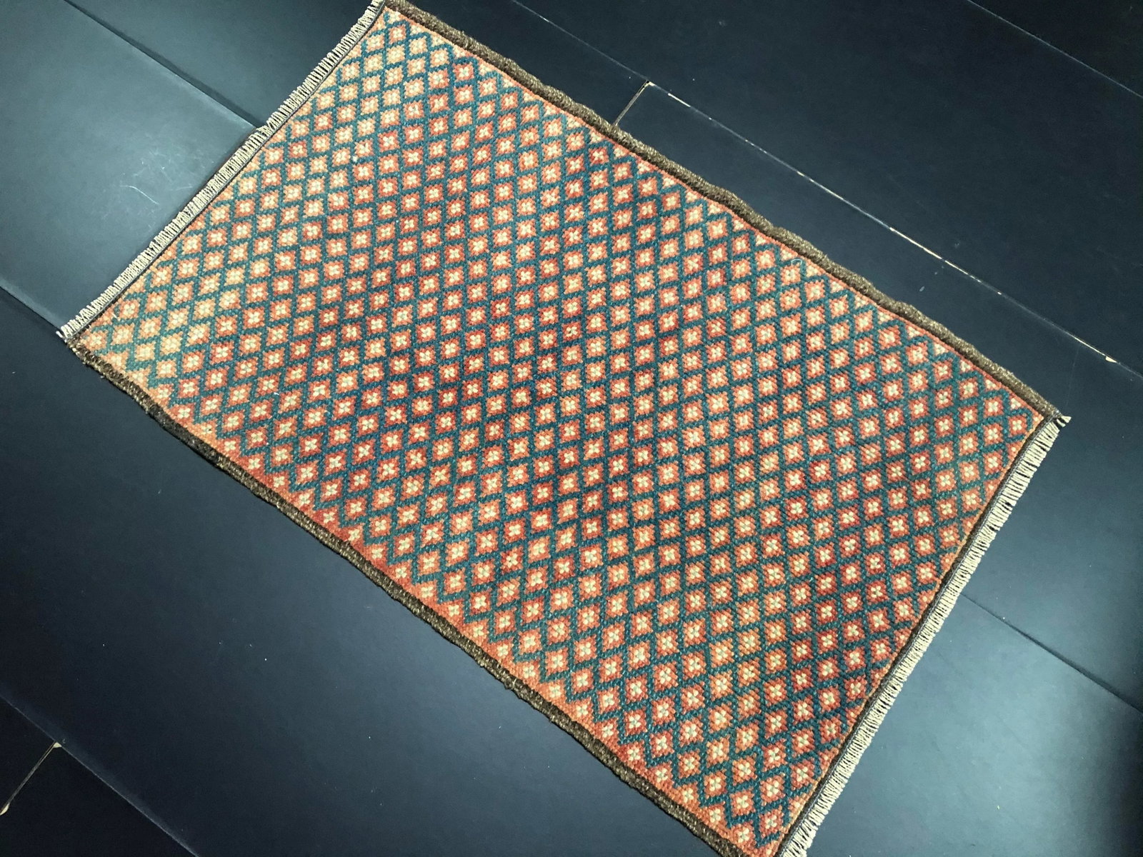 Vintage Geometric Wool Turkish Rug - 2
