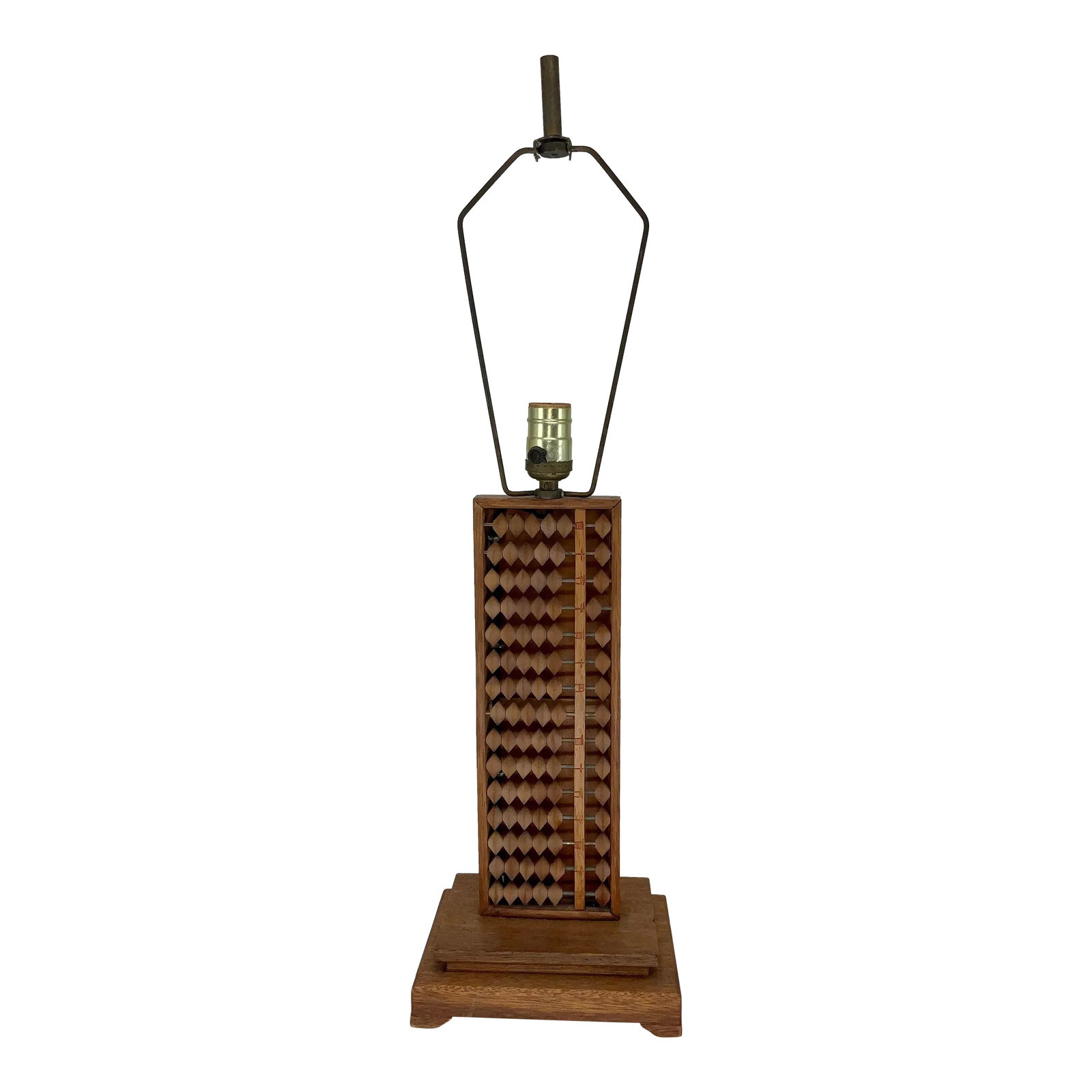 Vintage Chinese Abacus Lamp: Unusual lamp made from antique Chinese hardwood abacus . Condition: Alterations: Original Condition Unaltered Imperfections: Some Imperfections Condition Notes: Age appropriate wear and patina .