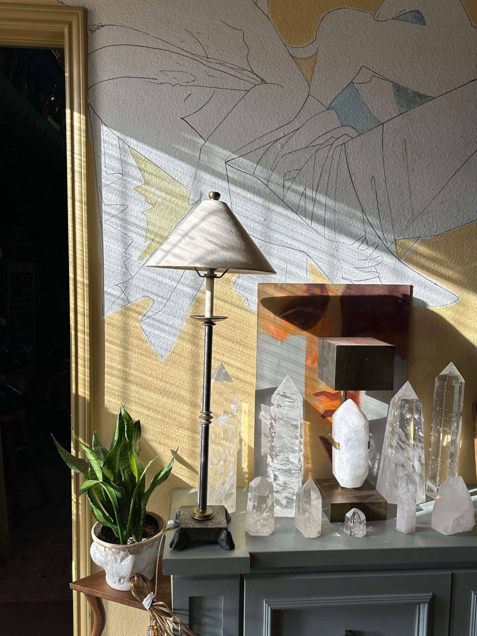 Vintage Modern Brutalist Contemporary Dimmable Buffet Lamp - 7