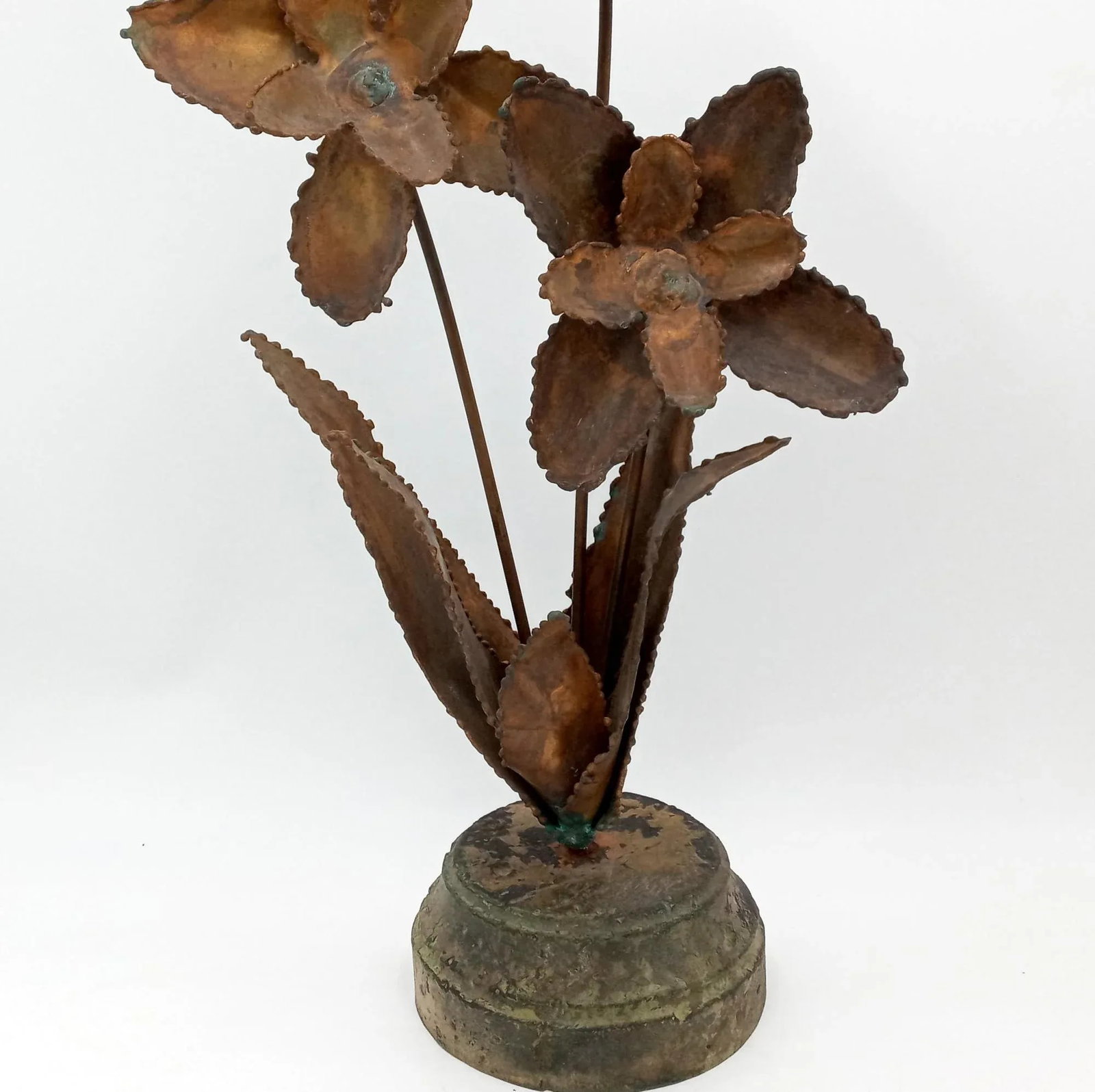 Mid Century Modern Flower Sculpture Brutalist Art Signed - 10