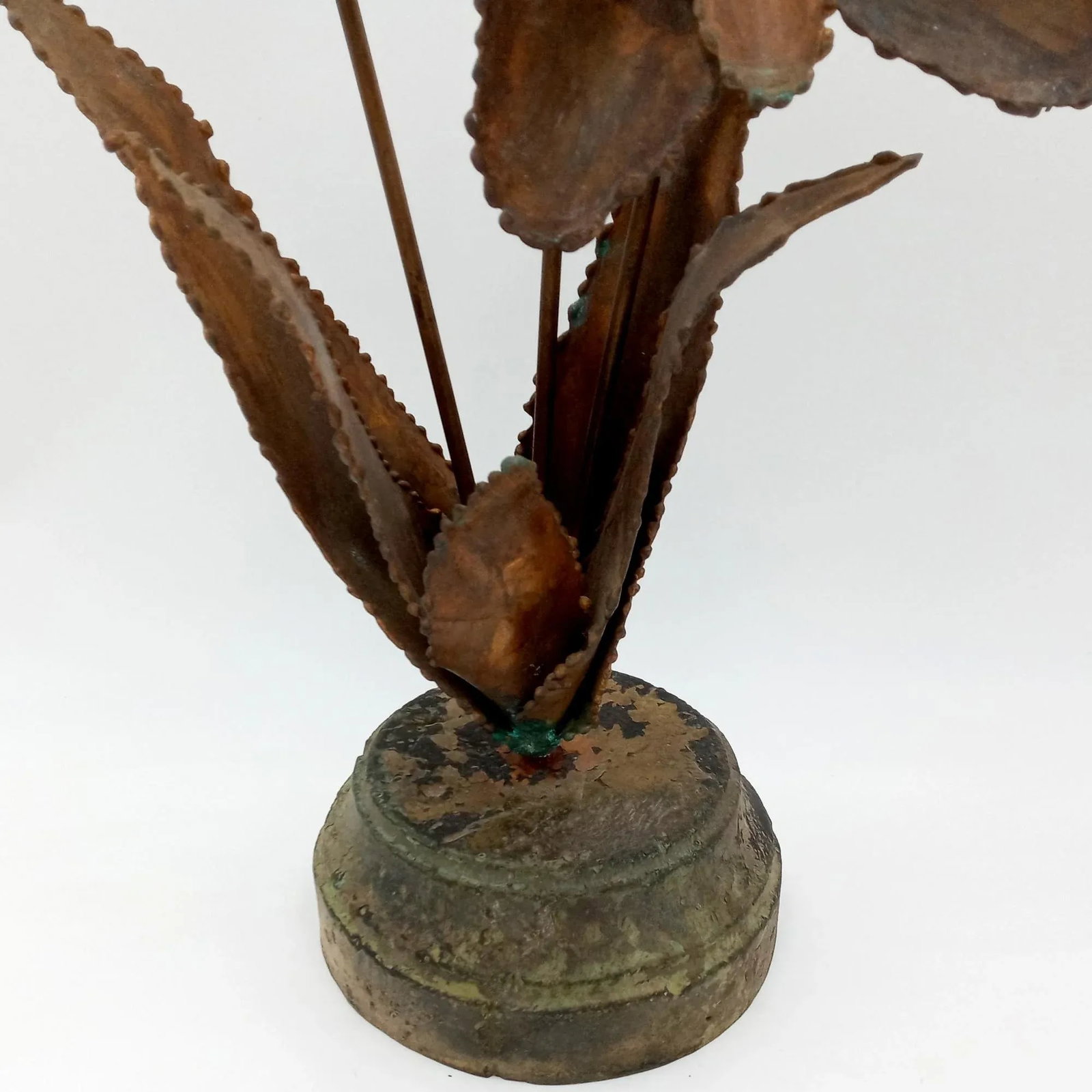 Mid Century Modern Flower Sculpture Brutalist Art Signed - 11