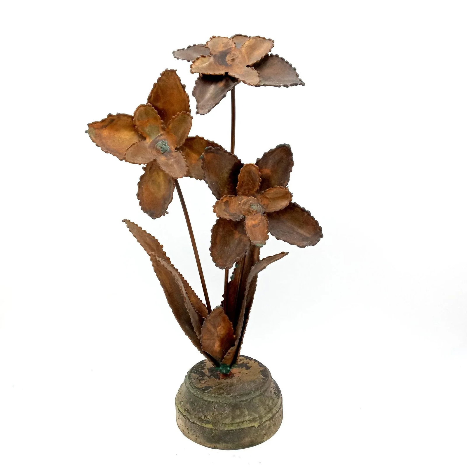 Mid Century Modern Flower Sculpture Brutalist Art Signed - 12