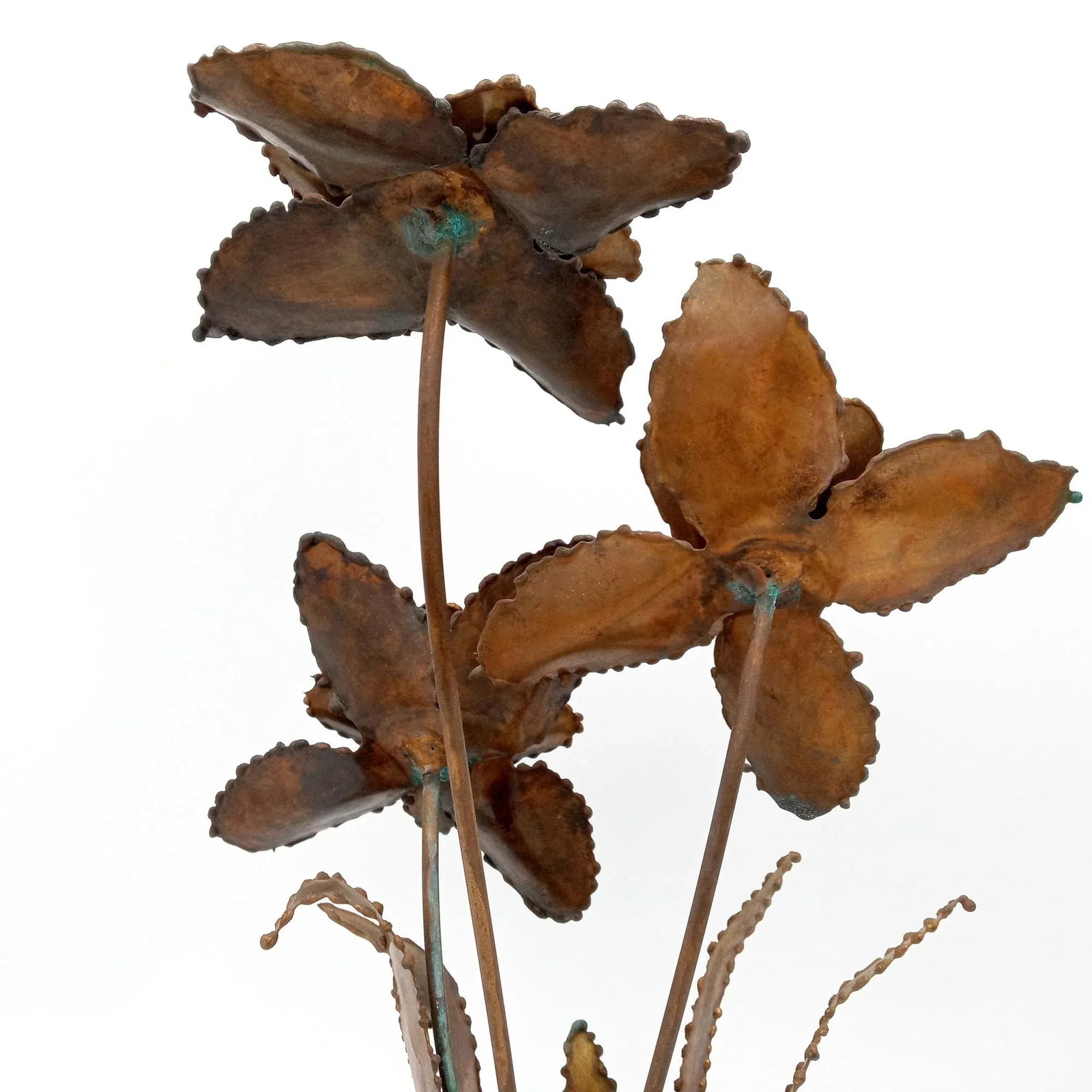 Mid Century Modern Flower Sculpture Brutalist Art Signed - 3
