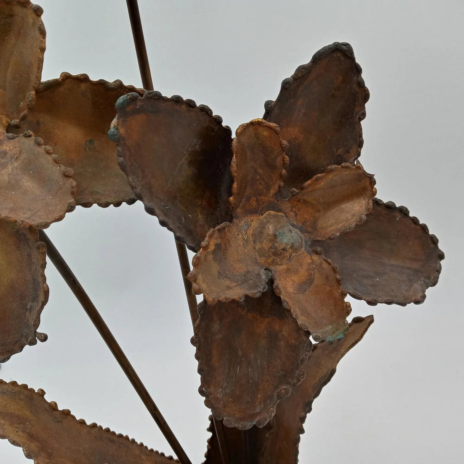 Mid Century Modern Flower Sculpture Brutalist Art Signed - 6