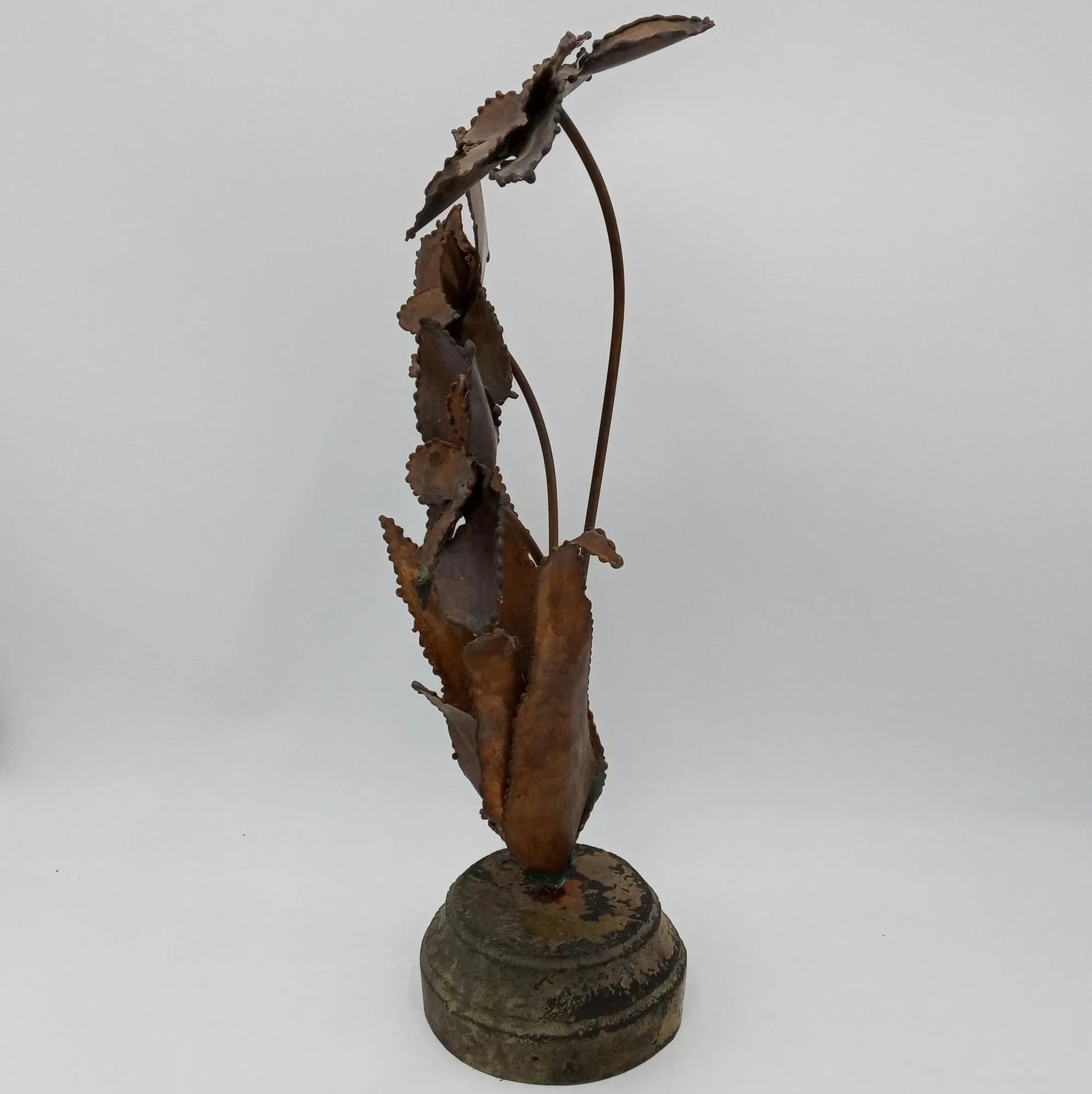 Mid Century Modern Flower Sculpture Brutalist Art Signed - 8