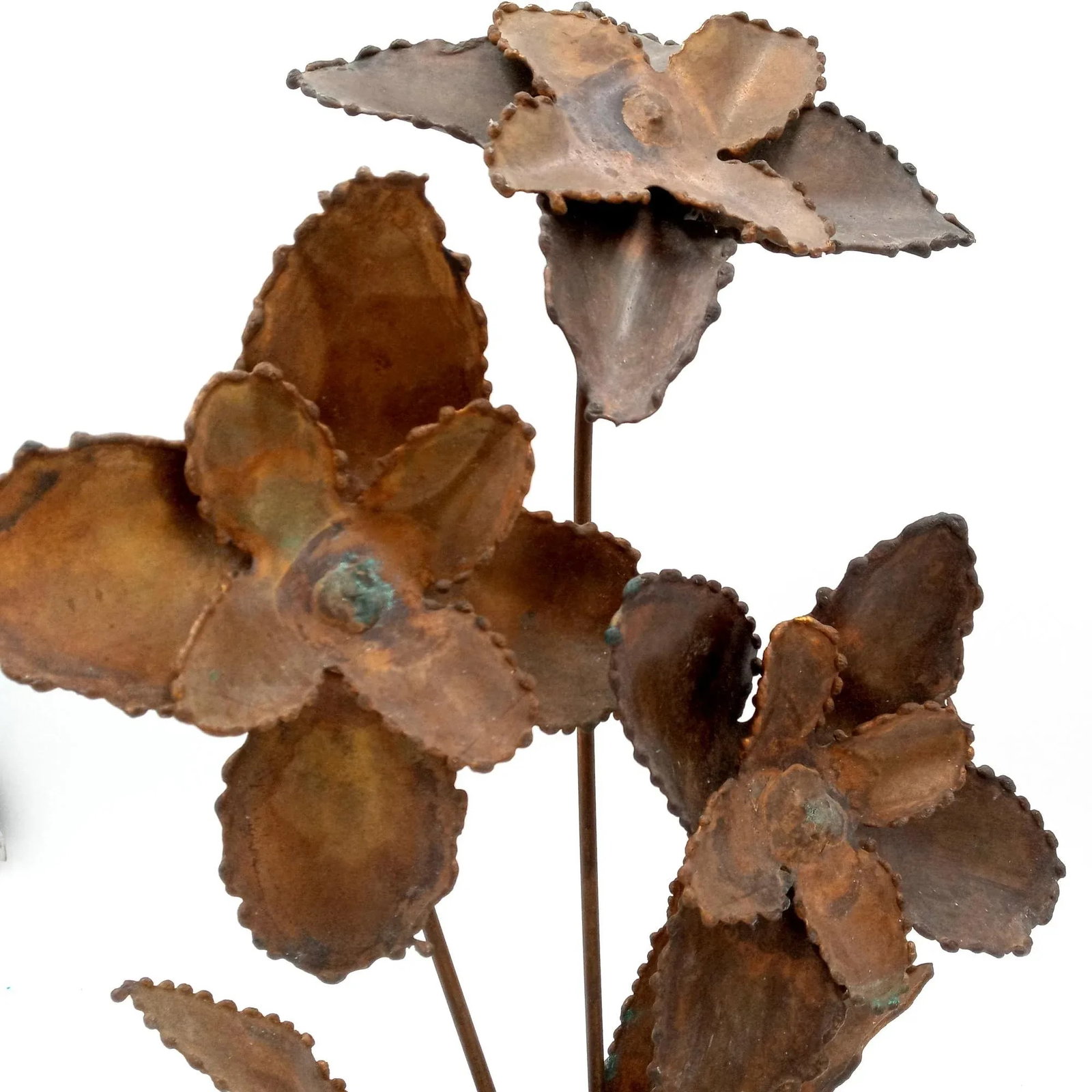 Mid Century Modern Flower Sculpture Brutalist Art Signed - 9