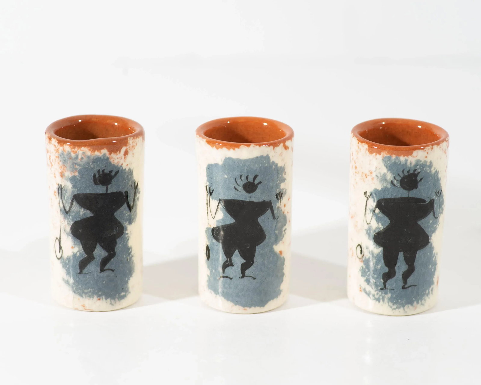 Ron Scharf Signed California Pottery Bottle and Cups - 3