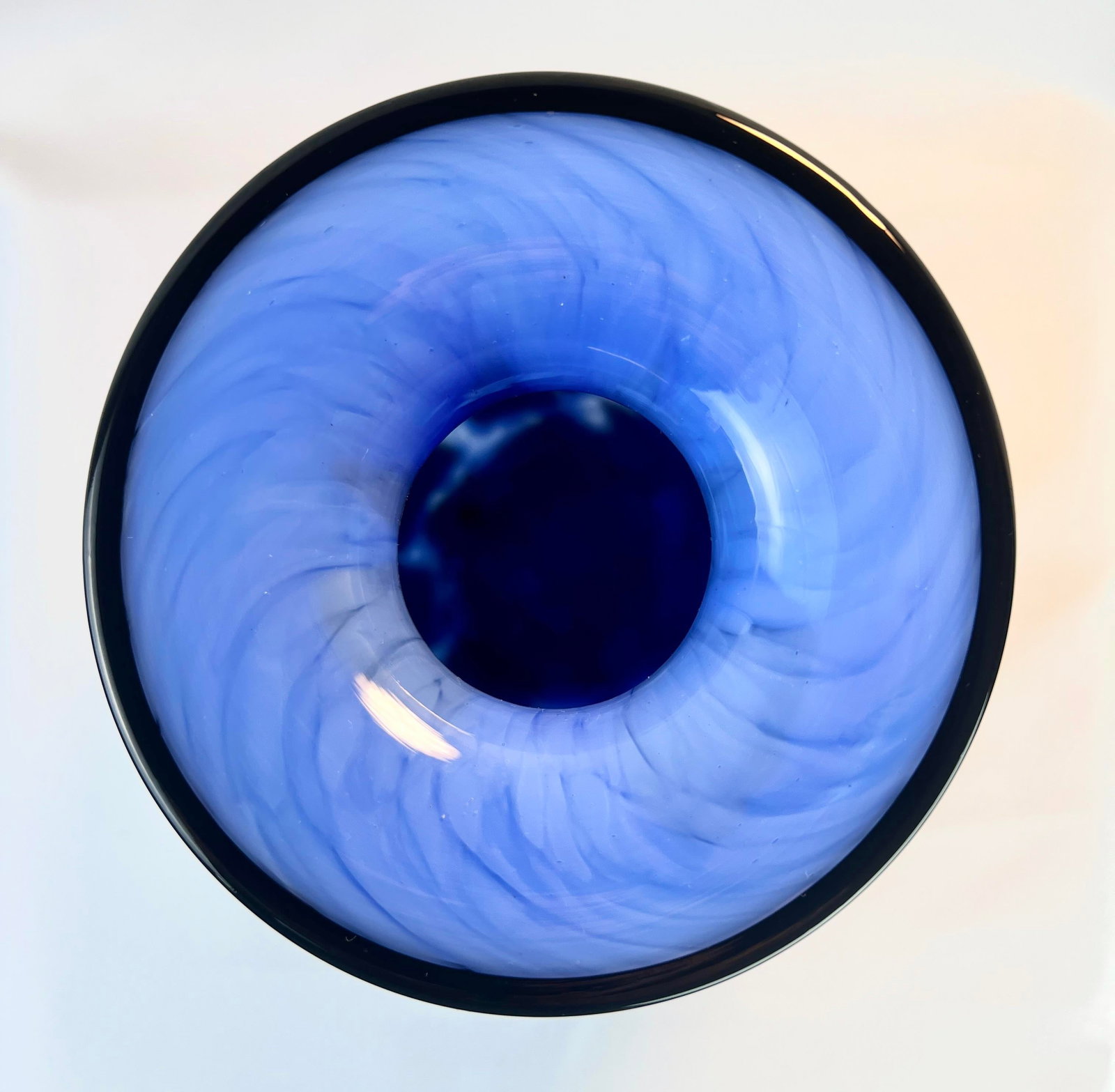 Mad Art Studio Handblown Azure Blue & Dichroic Mosaic Vase - 7