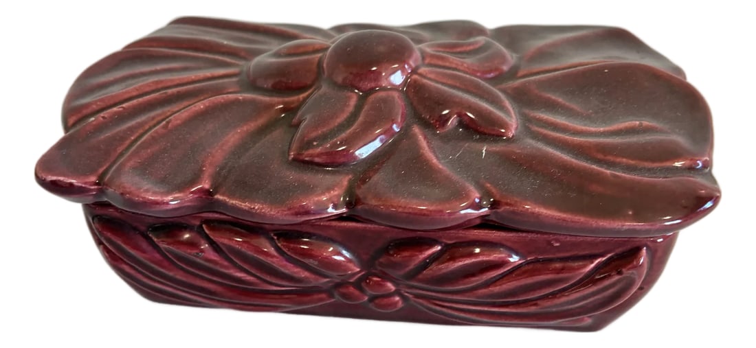 1950s Claire Lerner California Red Floral Ceramic Box (1 of 10)