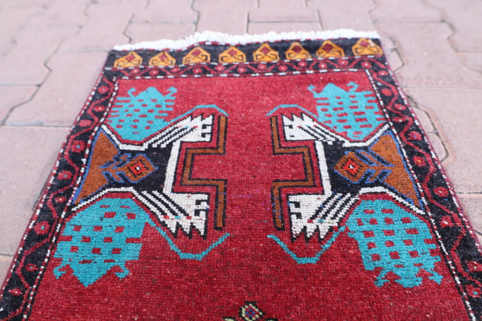 1970s Rustic Red Oriental Hand Knotted Wool Rug - 10