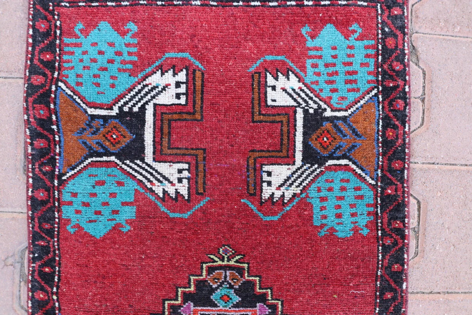 1970s Rustic Red Oriental Hand Knotted Wool Rug - 5