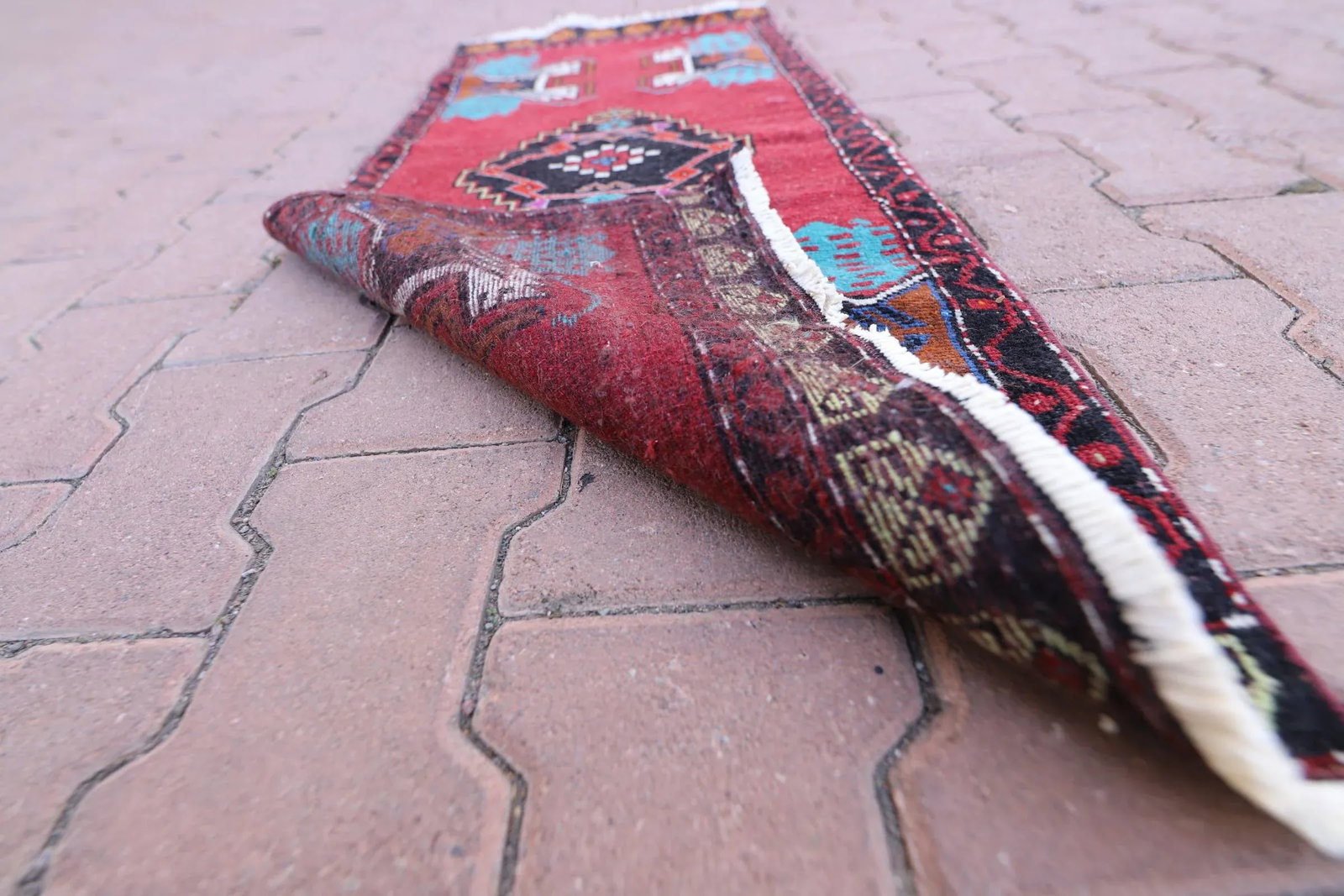 1970s Rustic Red Oriental Hand Knotted Wool Rug - 8