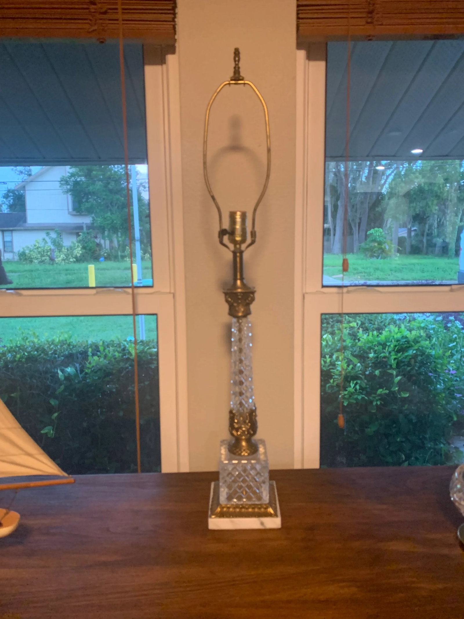 1950s Hollywood Regency Crystal Table Lamp - 5