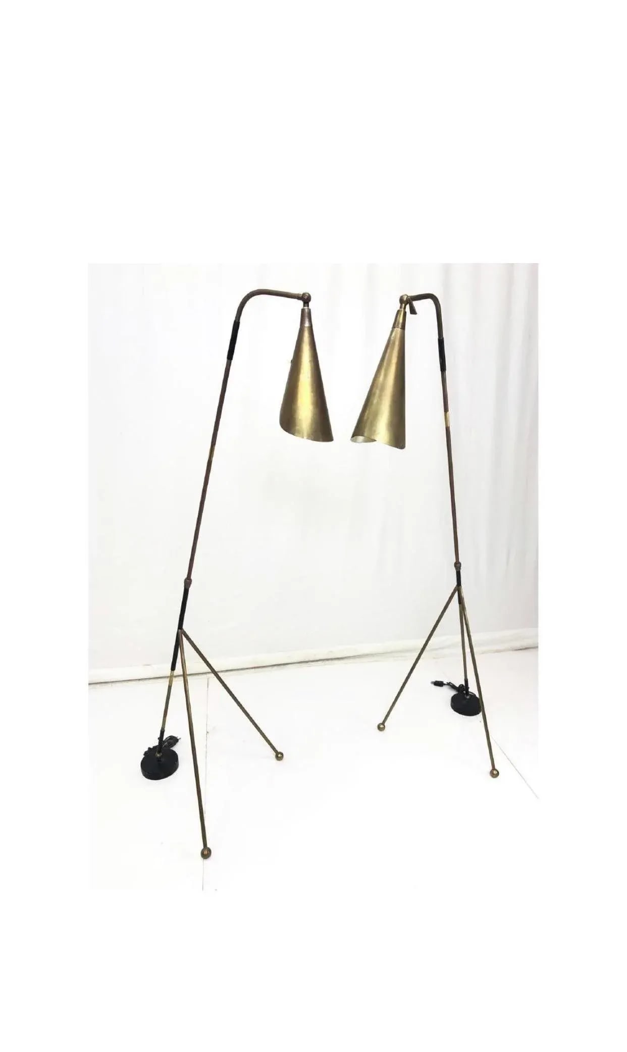 Mid 20th Century Bronze Adjustable Floor Lamps - a Pair - 9