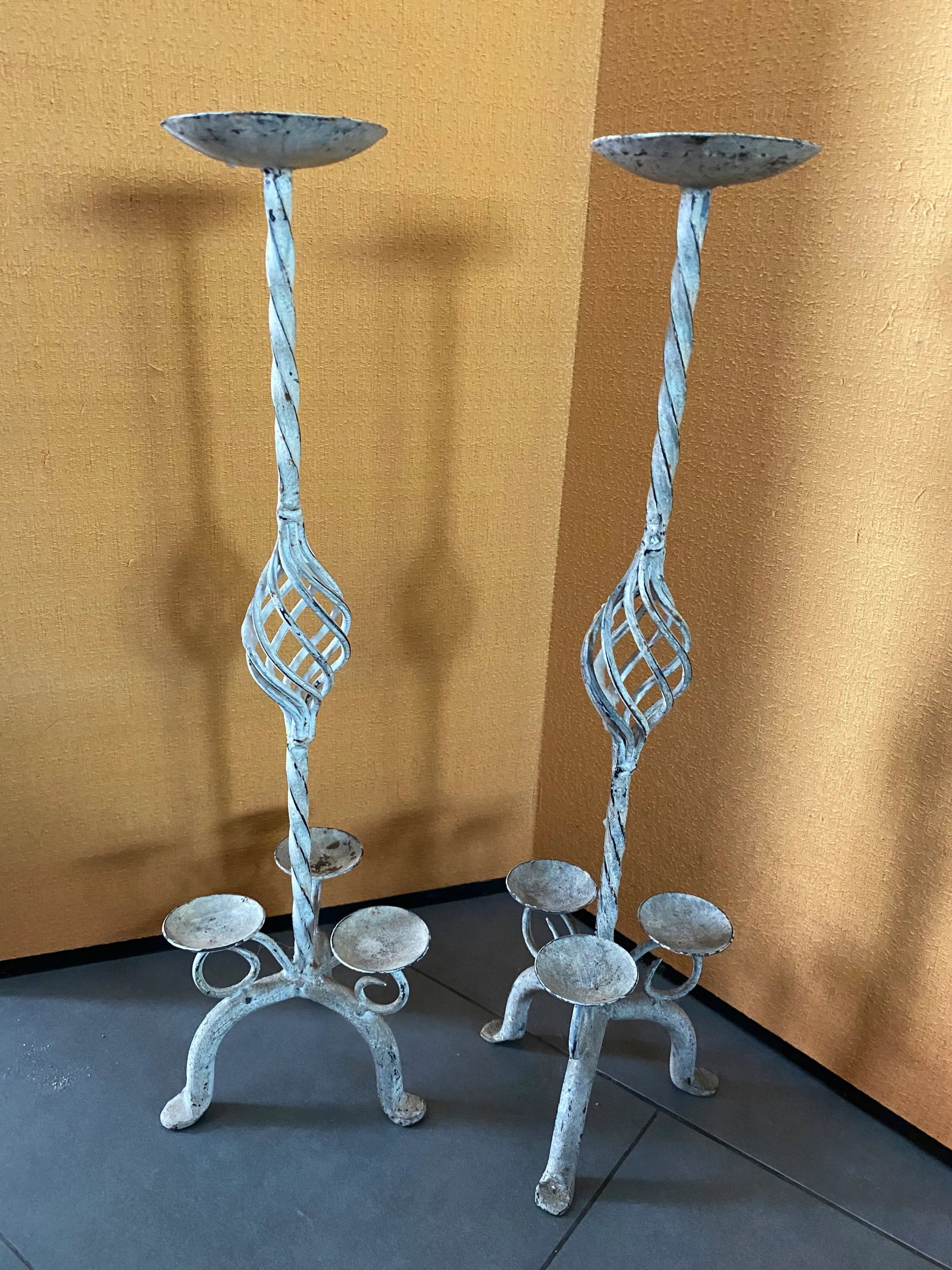Vintage Itialian Style Iron Candle Holders - a Pair - 2