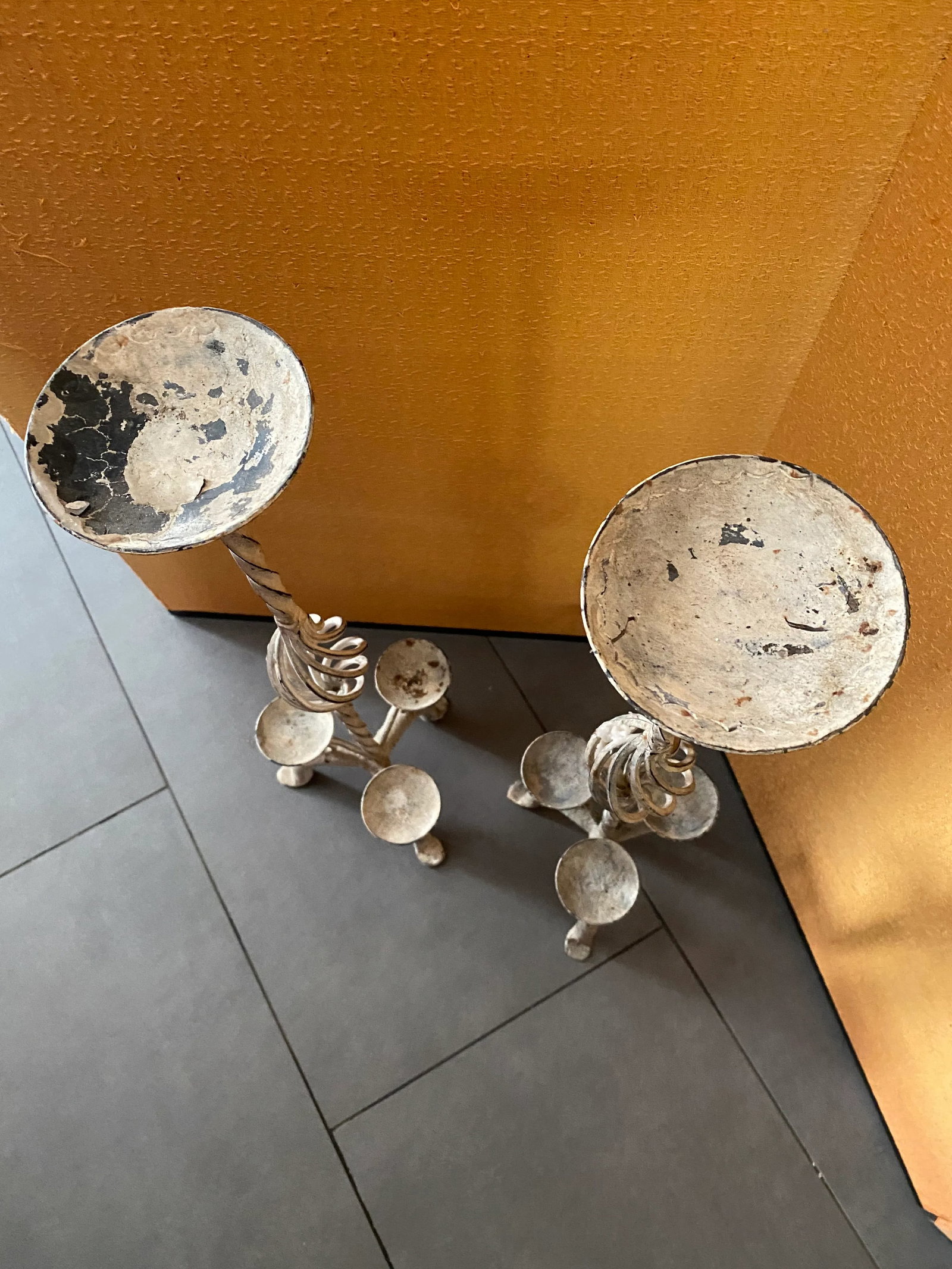 Vintage Itialian Style Iron Candle Holders - a Pair - 4