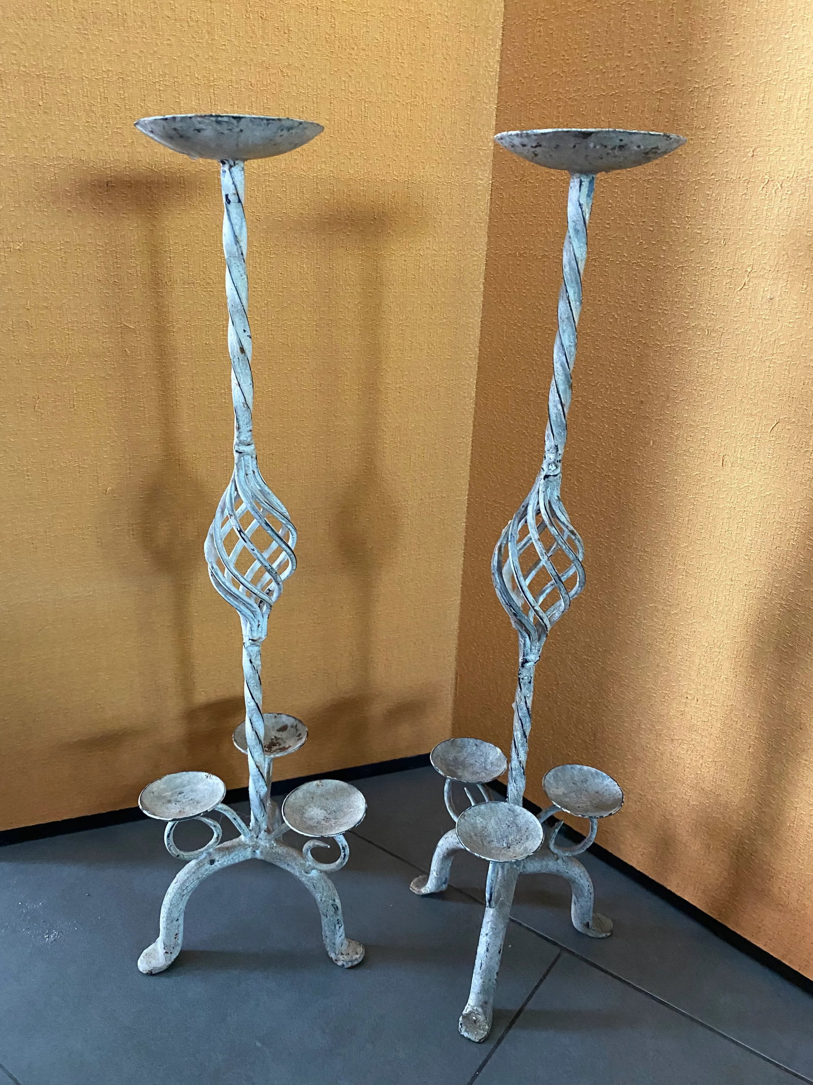 Vintage Itialian Style Iron Candle Holders - a Pair - 6