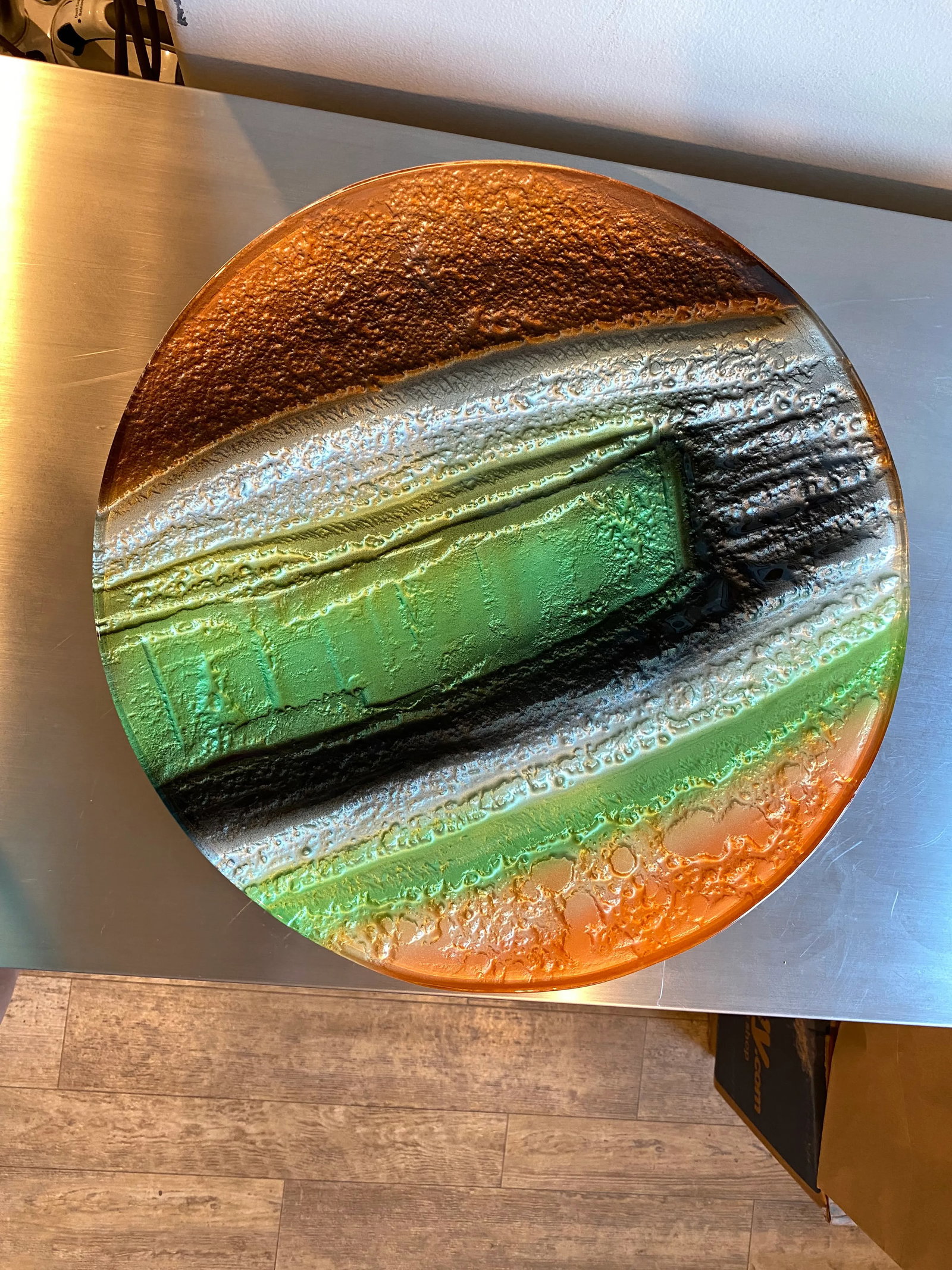 Contemporary Multicolor Glass Centerpiece Platter - 4