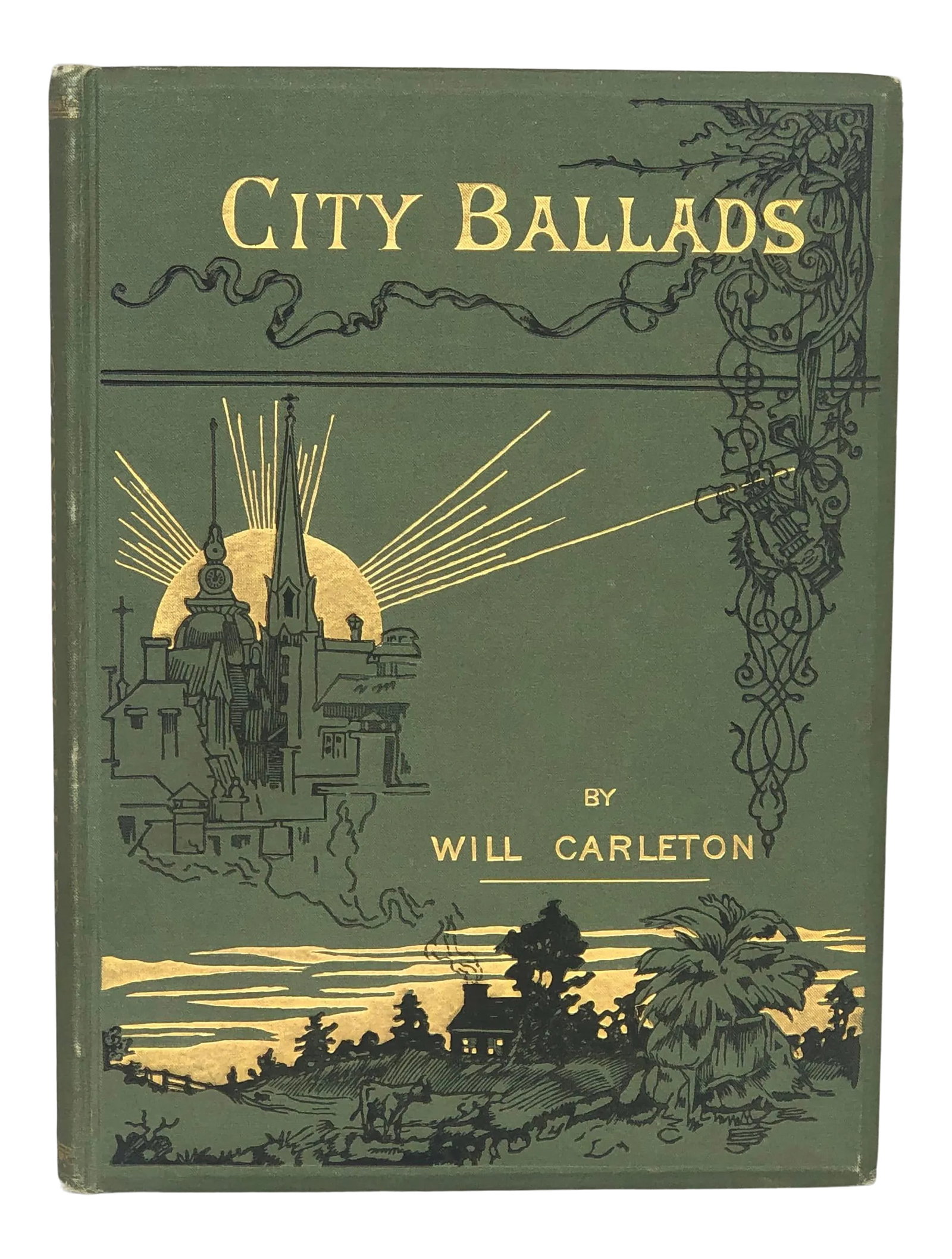 Antique Decorative Coffee Table Book: With its cover illustration of a sunrise over a cityscape, this beautiful antique book would make a unique decor accent on a living room coffee table. Published in 1885, this first edition copy of