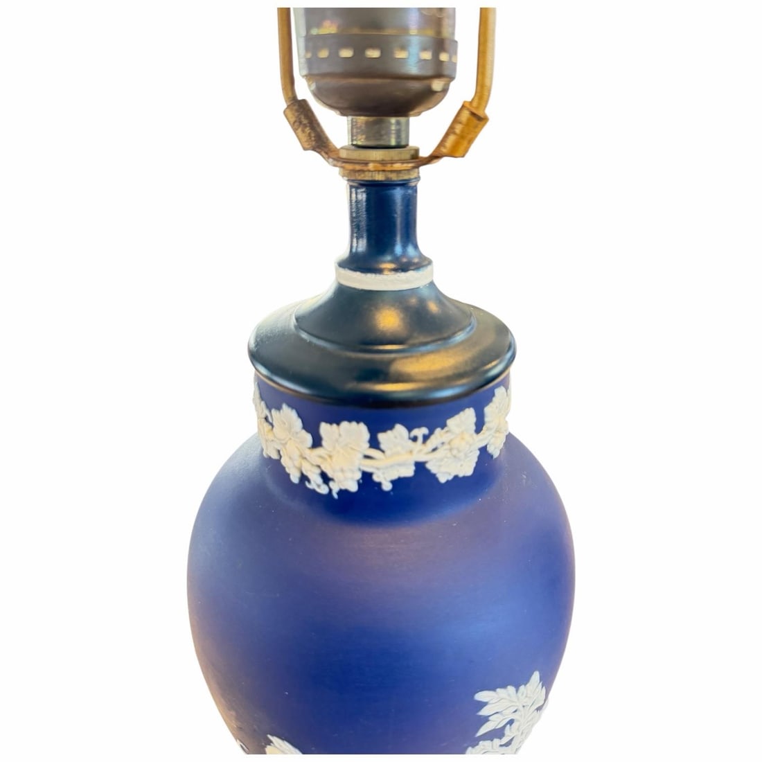 1950s Cobalt Blue Jasperware Table Lamps With Classical Relief - 22" Tall - a Pair - 7