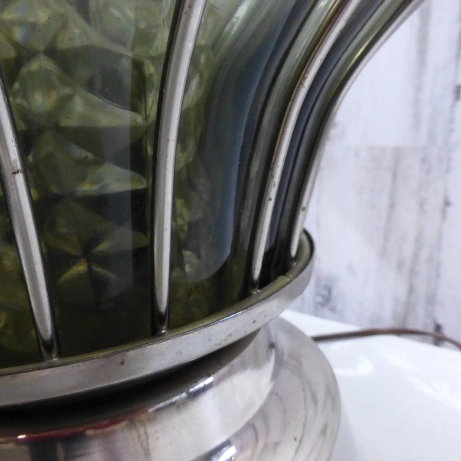 1970s Mid Century Caged Smoke Glass & Chrome Large Table Lamp - 11