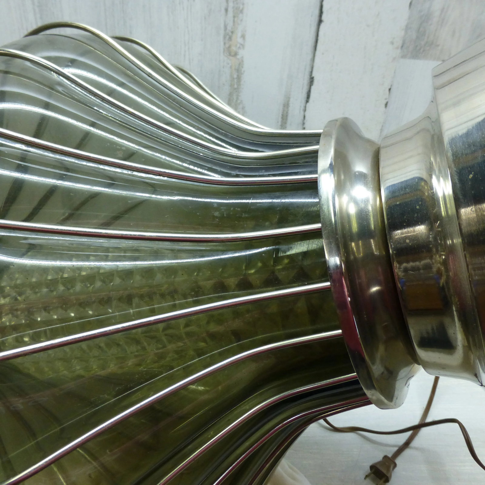 1970s Mid Century Caged Smoke Glass & Chrome Large Table Lamp - 12