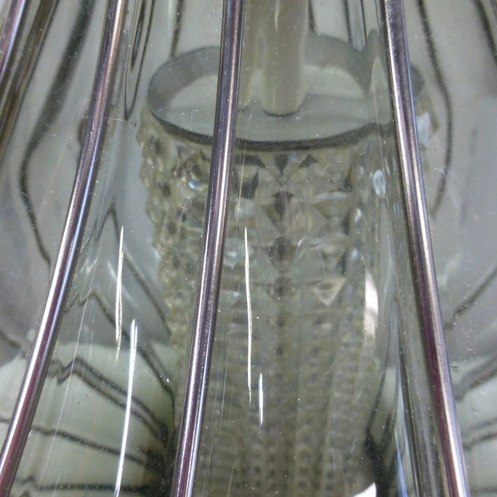 1970s Mid Century Caged Smoke Glass & Chrome Large Table Lamp - 2