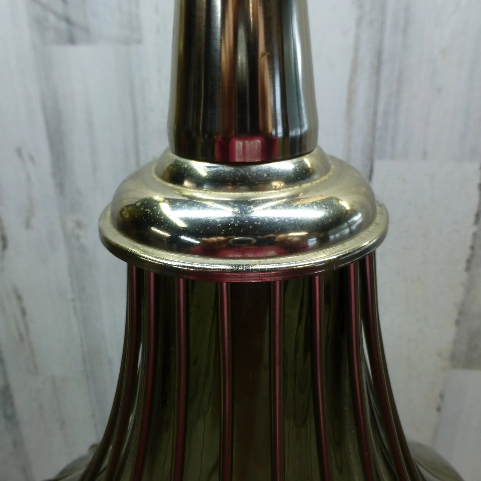 1970s Mid Century Caged Smoke Glass & Chrome Large Table Lamp - 3
