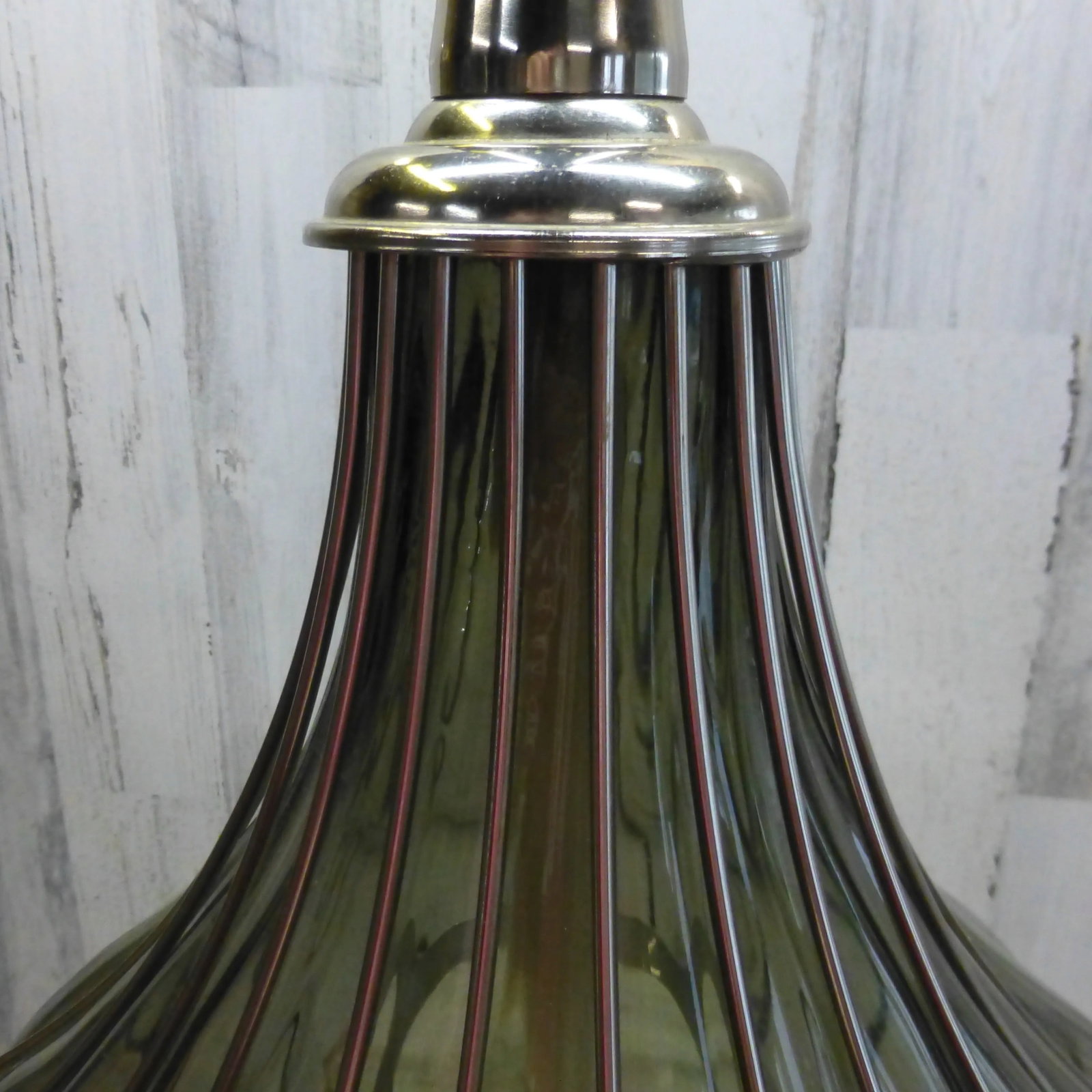 1970s Mid Century Caged Smoke Glass & Chrome Large Table Lamp - 6
